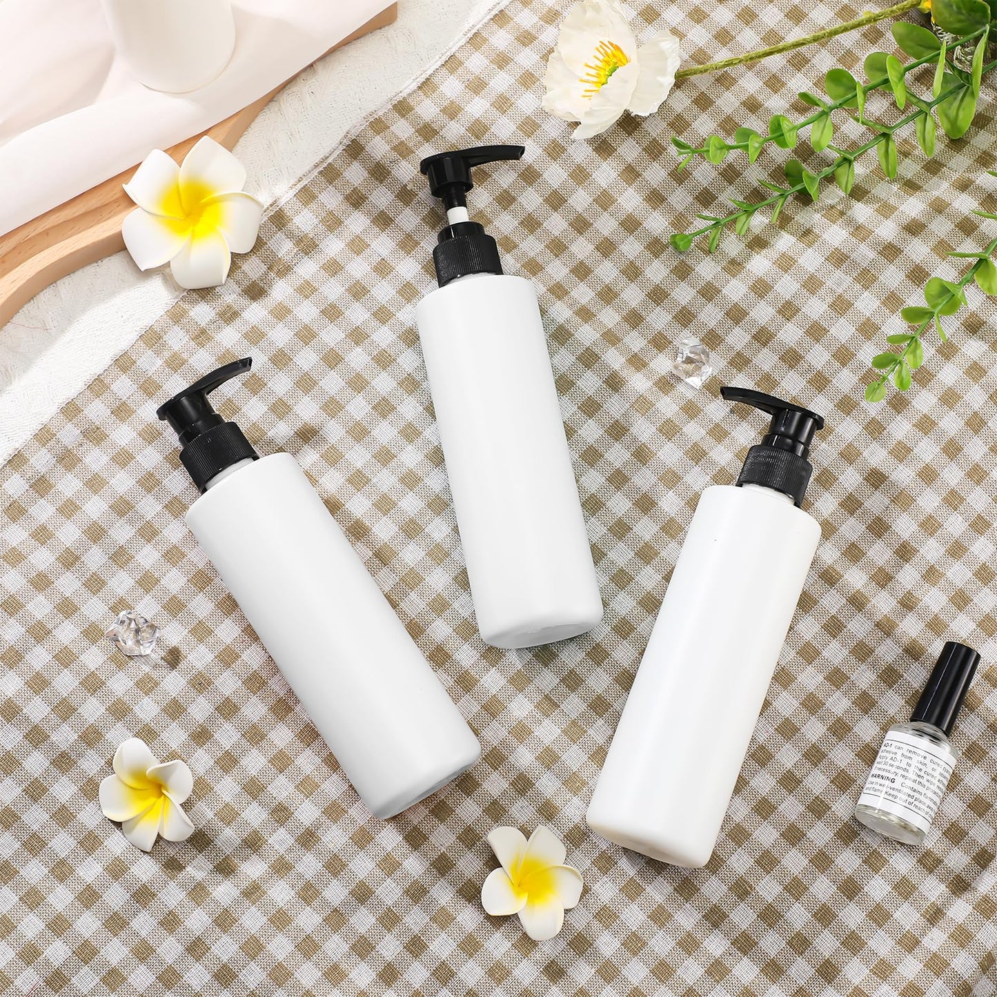 Thyle 20 Pcs Plastic Pump Dispenser Bottle 8 oz Refillable Plastic Pump Bottles Bulk Lotion Container Travel Lock Empty Lotion Bottle for Shampoo Massage Oil Dispensing Lotion(Black Pump Head)