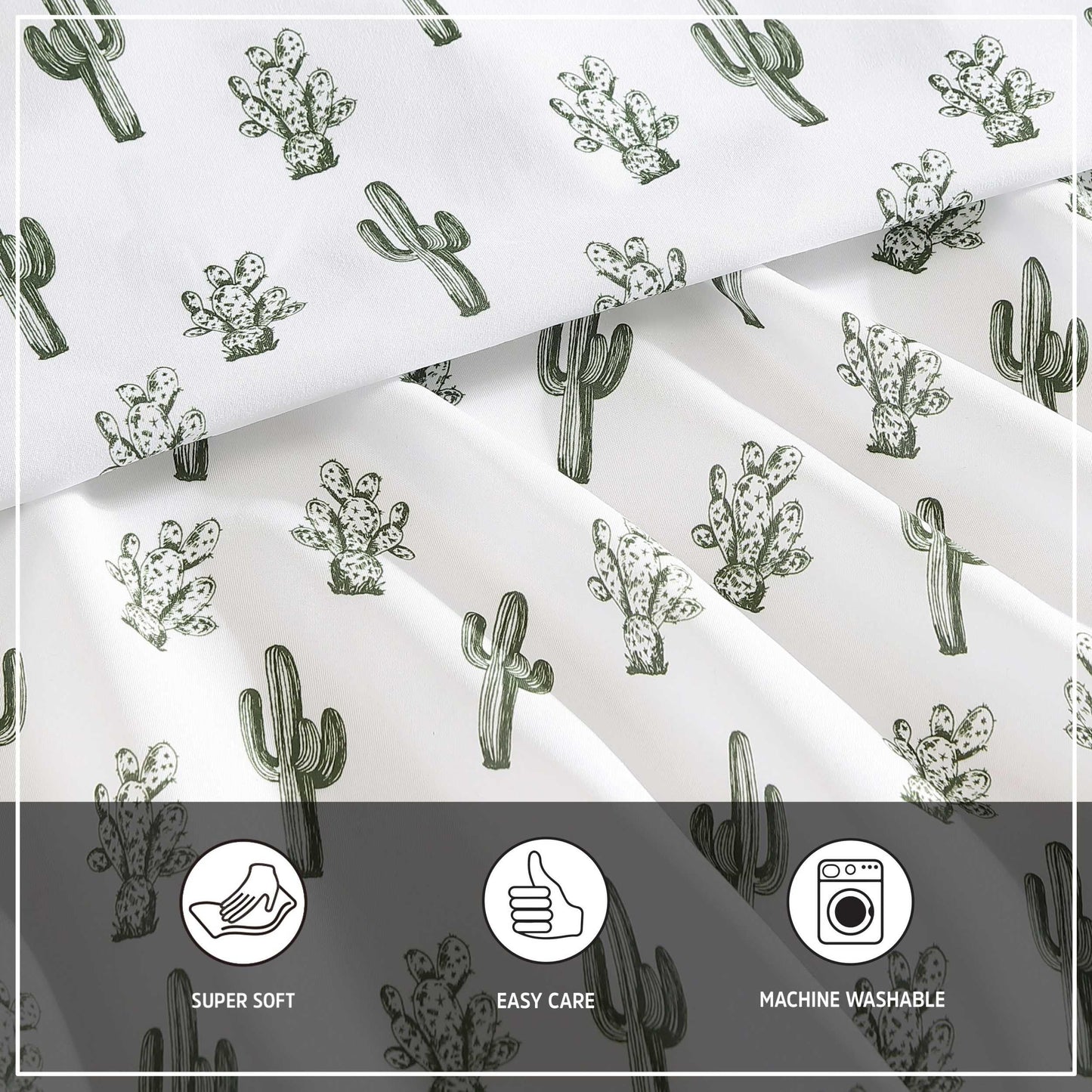 Wrangler - Queen Size Sheet Set, Soft Microfiber Bedding with Matching Pillowcases, Fully Elastic Fitted Sheet, Deep Pocket, Western Style Room Decor, Lightweight All-Season Comfort (Cacti Green)