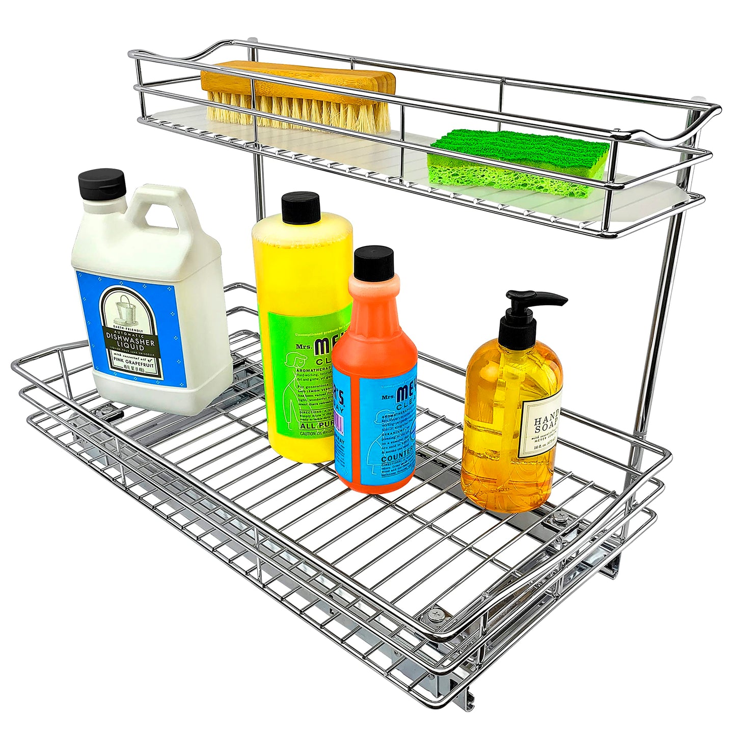 LYNK PROFESSIONAL® Pull Out Under Sink Kitchen Cabinet Organizer - 11.5 in. x 18 inch deep Drawer - Sliding Shelf Organizer for Cabinets and Undersink Storage Shelves - Lifetime Ltd. Warranty – Chrome