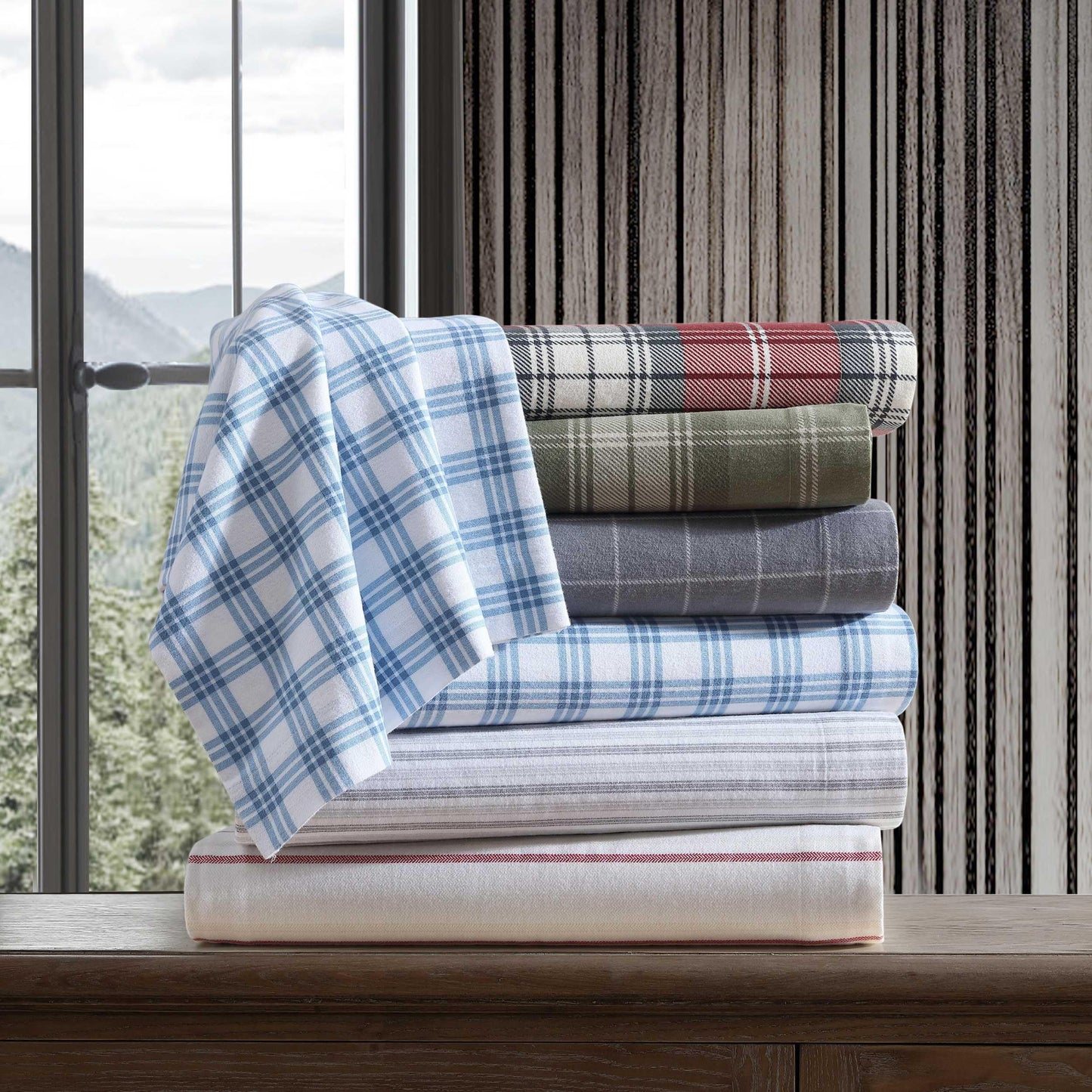Eddie Bauer - Queen Bed Sheets, Cotton Flannel Bedding Set with Matching Pillowcases, Brushed for Extra Softness, Deep Pocket, Oeko-Tex Certified (Great Plains Plaid Grey)