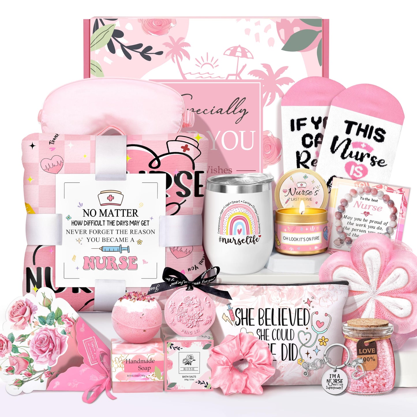 Nurse Gifts for Women, Nurses Day 2026 Gift, Nurses Week Gift Nurse Appreciation Gifts Set, Get Well Soon Care Package Relaxing Spa Set, Thank You Box for Nursing, RN, Nur se Practitioner