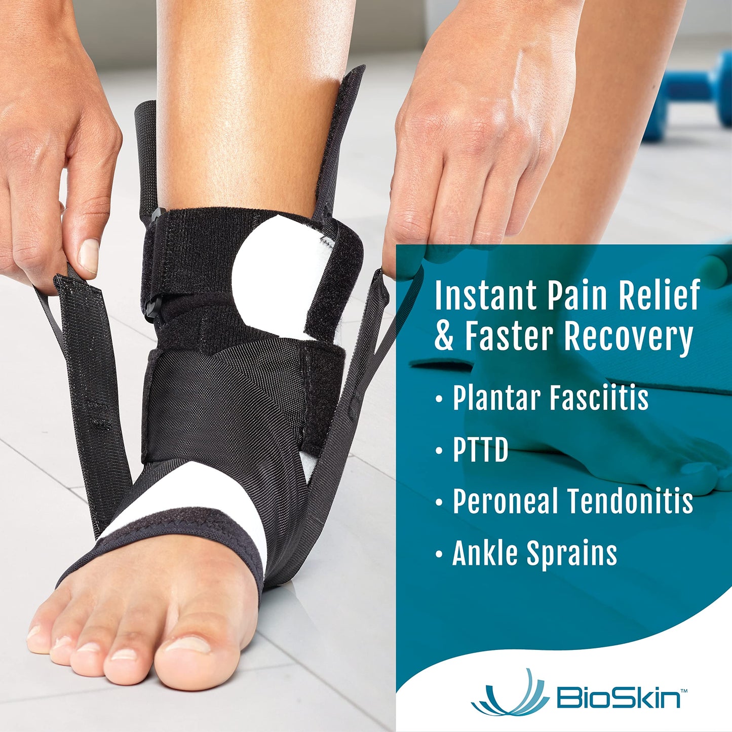 BioSkin TriLok Ankle Brace for Women & Men - Ankle Brace for Sprained Ankle, Plantar Fasciitis Relief, Foot Arch Support, Peroneal Tendonitis Relief, & PTTD Support, HSA or FSA Eligible (X-Large)