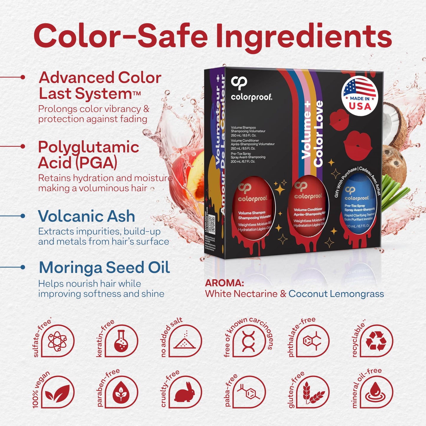 Colorproof Volume Gift Set - Volume Shampoo (8.5 Fl. Oz.), Volume Conditioner (8.5 Fl. Oz.), Pre-Tox Spray (6.7 Fl. Oz.)