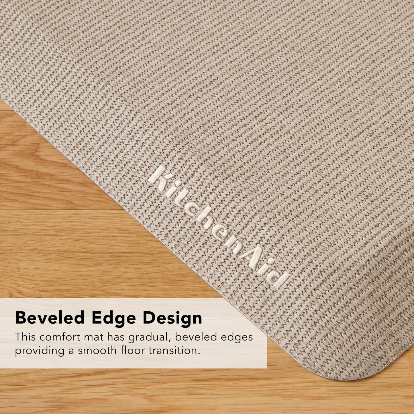 KitchenAid Gourmet Series Kitchen Comfort Gel Mat, Solid Basketweave, Milkshake Tan, 20"x39"