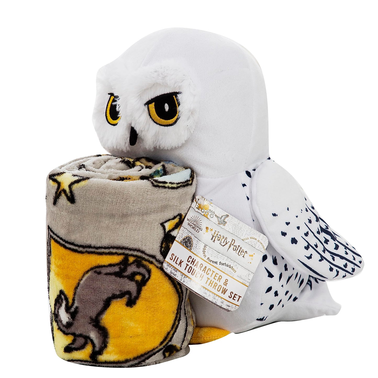 Northwest Character Hugger Pillow & Silk Touch Throw Blanket Set, Stuffed Animal for Kids, Newborn Snuggle Toy, 40" x 50", Harry Potter - Hedwig Magic
