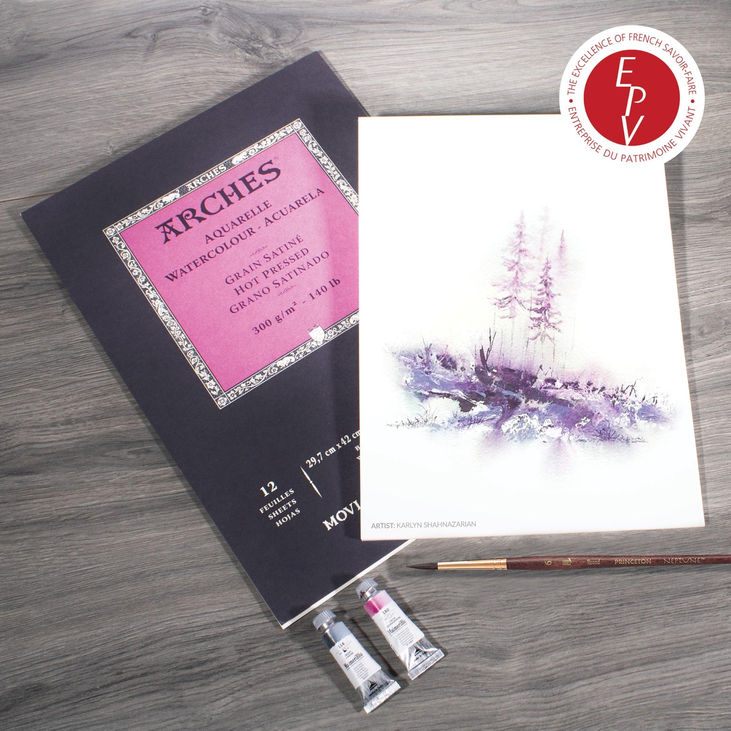 Arches Watercolor Pad, Hot Press, 11.69x16.53 inches, 12 Sheets - Professional Art Paper for Watercolor Gouache Ink Acrylic