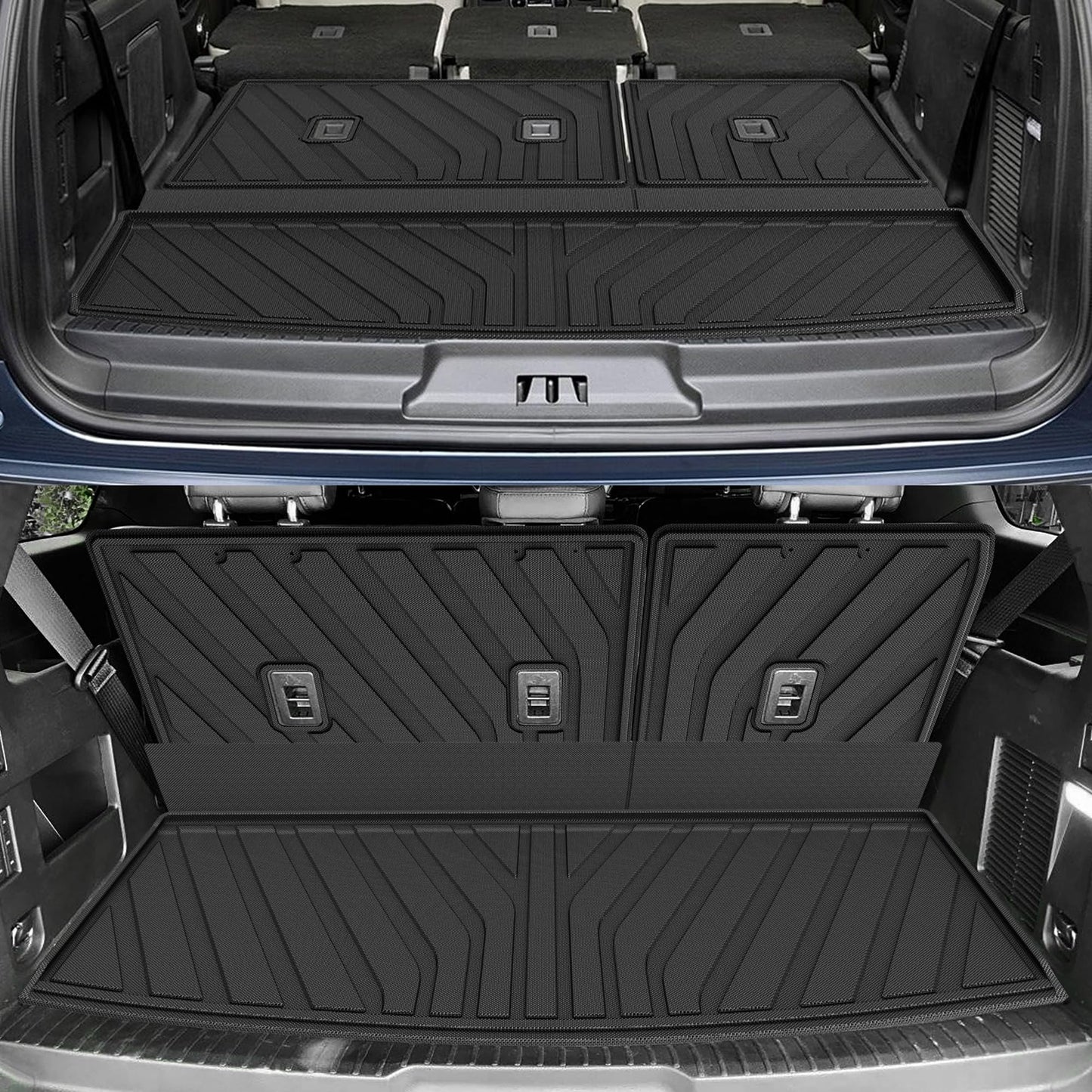 Original 2018-2024 Expedition Cargo Mat & Backrest Mat for Ford Expedition (Not for Max Model) - Custom Fit Trunk Liner and 3rd Row Seat Back Cover All Weather Car Accessories