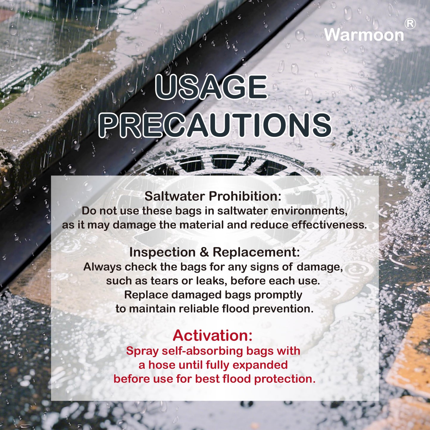 Warmoon 10ft Self-Absorbing Flood Barriers - Ideal for Home Doorways, Garage Floors & Commercial Entrances, Quick Water Activation (10ft (Pack of 2))