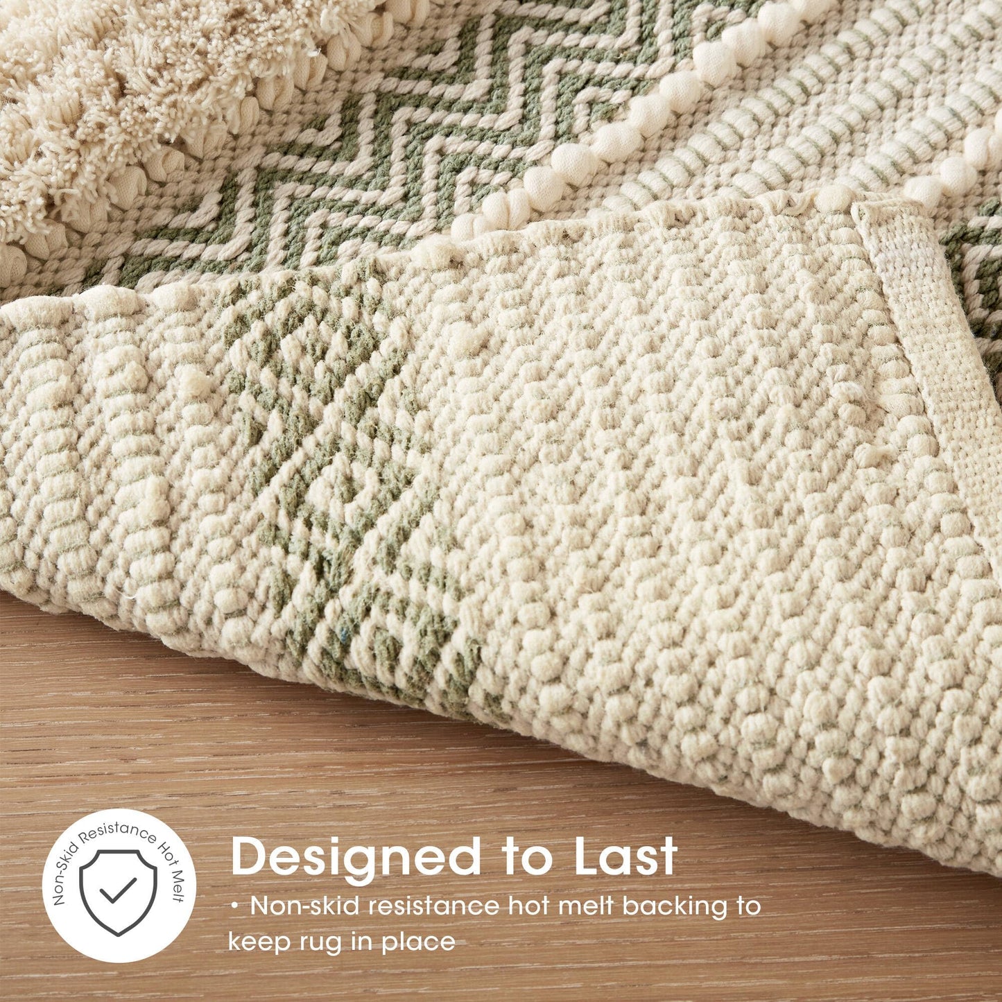 Ink+Ivy Bath Rug Hand-Woven Texture Shaggy Striped Soft & Water Absorbent, Boho Bathroom Décor Bath-Mats, Non-Slip Absorbent Quick Dry Mats for Tub, Shower Room, Asher, 20x32, Sage Green 1 Piece