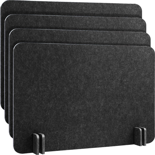 Fabbay 4 Pcs Acoustic Desk Divider Desk Partition for Students 16 x 24 Inch Table Freestanding Privacy Panel Visual Distraction and Noise Reducing for School Classroom Teacher Office (Black Gray)