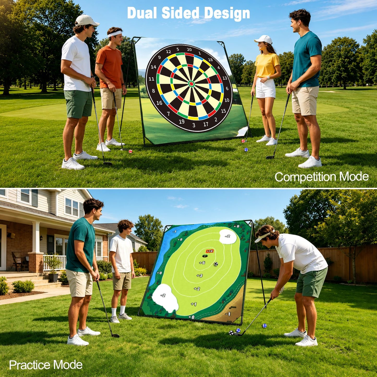 HOTWIND Golf Chipping Game Set with 71"x71" Double-Sided Chipping Mat & Sticky Balls Fun Indoor and Outdoor Backyard Games for Adults Perfect Golf Gifts - Golf Clubs are Not Included
