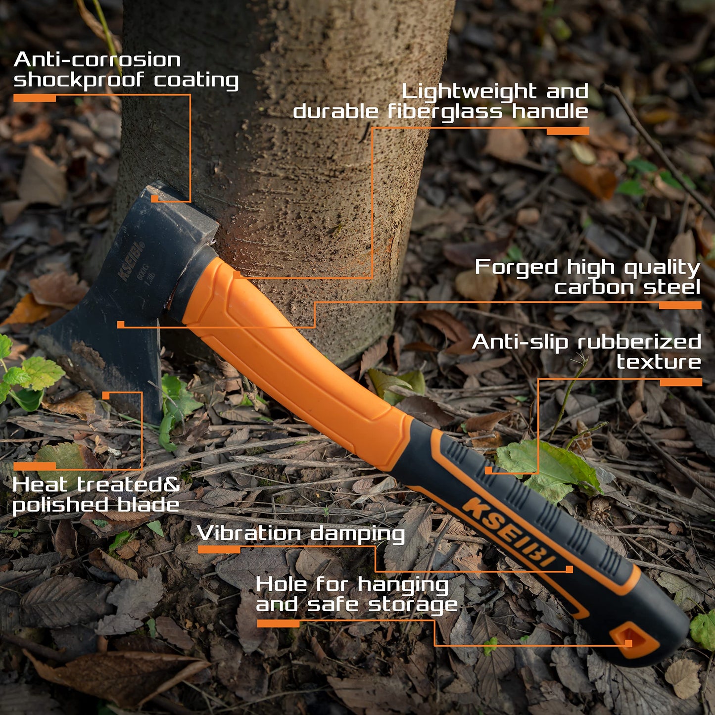 KSEIBI 143020 Long Reach Cut and Hold Bypass Pruner Max Cutting 1/2 inch Small Camping Splitting Hatchet 14 inch