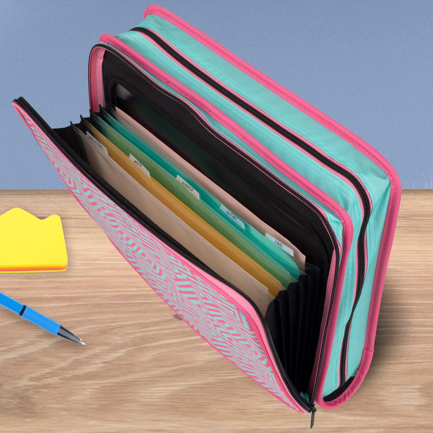 Five Star Zipper Binder 2 Inch O-Rings Case Organiser with Multi-Access and 5-Tab Expanding File Folder, 850 Sheet Capacity, Taffy Twist (290010J)