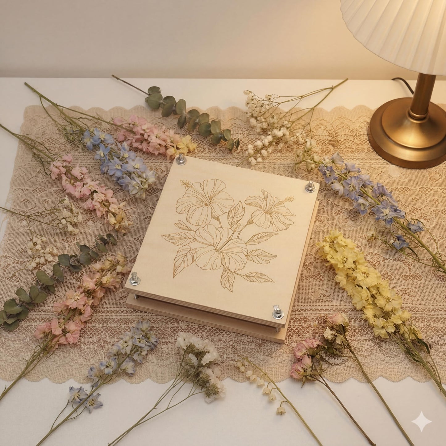FOCHIER F Flower Press Kit for Adults & Kids, Extra Large Wooden Flower Press Kit with Tools, 30 Blotting Papers, for Pressed Flowers, Resin Art, DIY Crafts & Flower Preservation