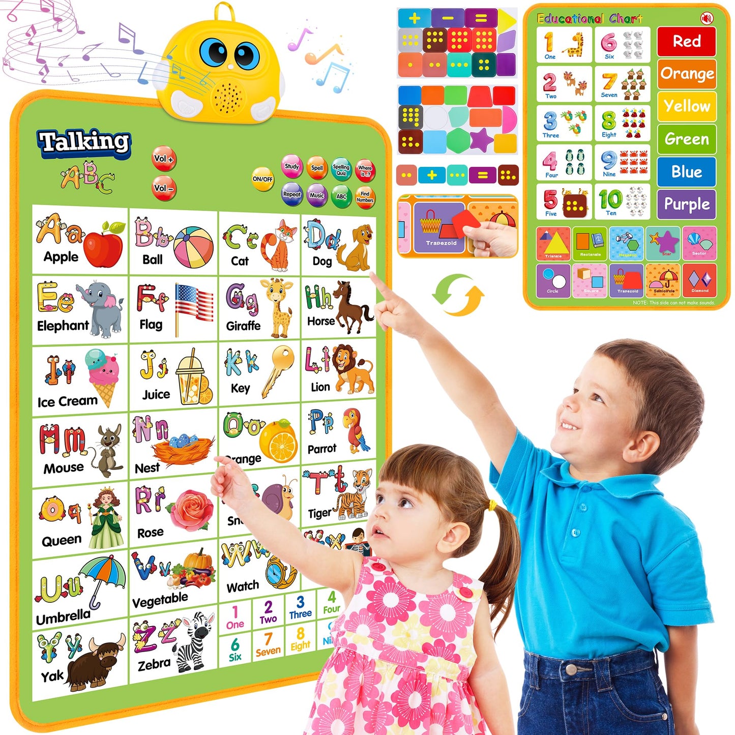 Electronic Alphabet Wall Picture ABC Speaker 123 Music Poster Montessori Toys for Toddlers 2-4 Interactive Educational Toy Learning Gift for Kids Ages 1 2