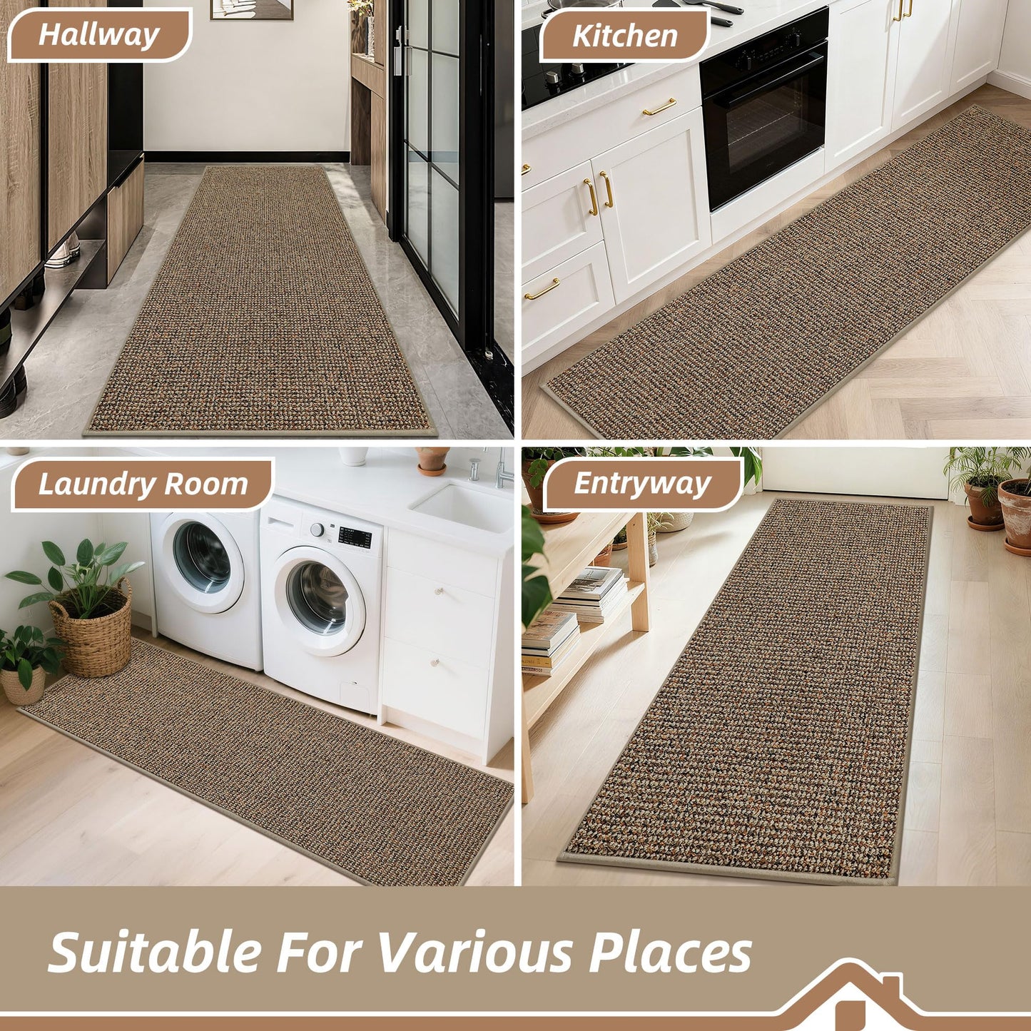 BEQHAUSE Hallway Runner Rugs 2x6, Hallway Rug Non-Slip Washable(Rolled-Up NO Creases), Runner Rug Absorbent Stain Resistant Hall Rug Carpet Runner, Entryway Rugs Floor Mat Laundry Room Rugs, Taupe