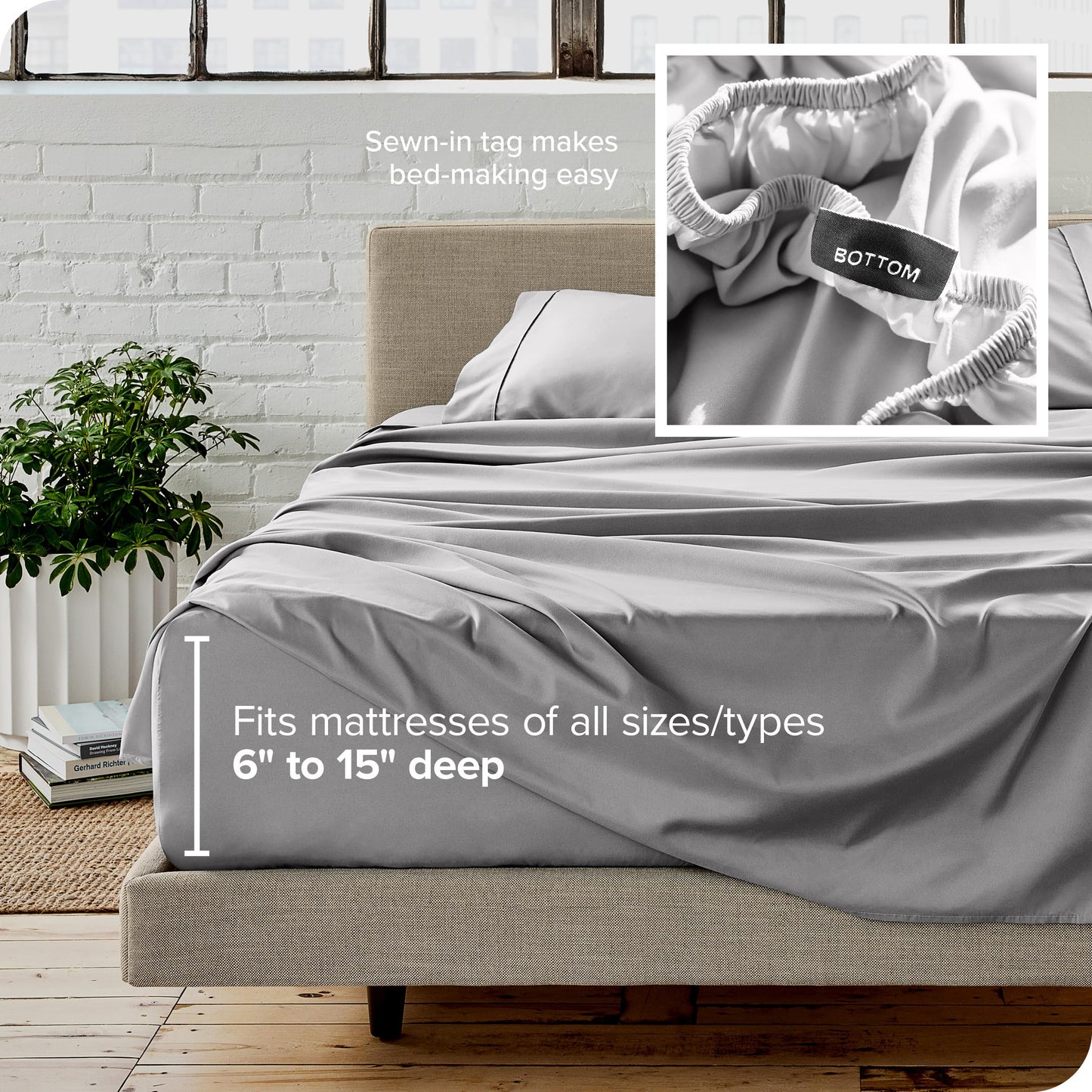 Bare Home Split Head Flex King Sheet Set - 1800 Ultra-Soft Microfiber Bed Sheets - Double Brushed - Deep Pockets - Easy Fit - 4 Piece Set - FlexTop King Bedding (Split Head Flex King, Light Grey)