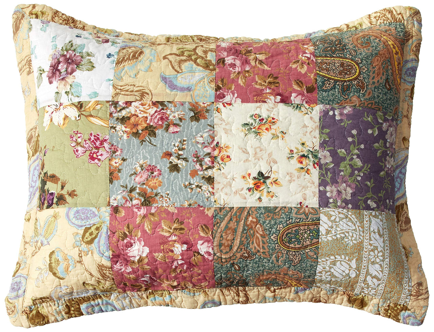 Greenland Home Fashions 100% Cotton Authentic Patchwork Quilted Daybed Set, 5 Piece, Blooming Prairie