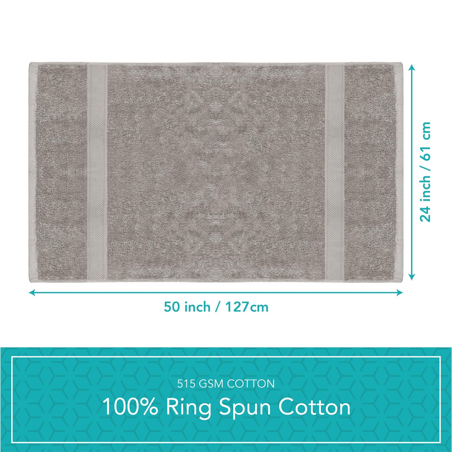 Pleasant Home Bath Towels Set of 6 (24” x 50”) 100% Cotton, 515 GSM | Lightweight, Soft & Absorbent Luxury Towels for Bathroom | for Gym, Pool & Spa | 6 Pack, Gray