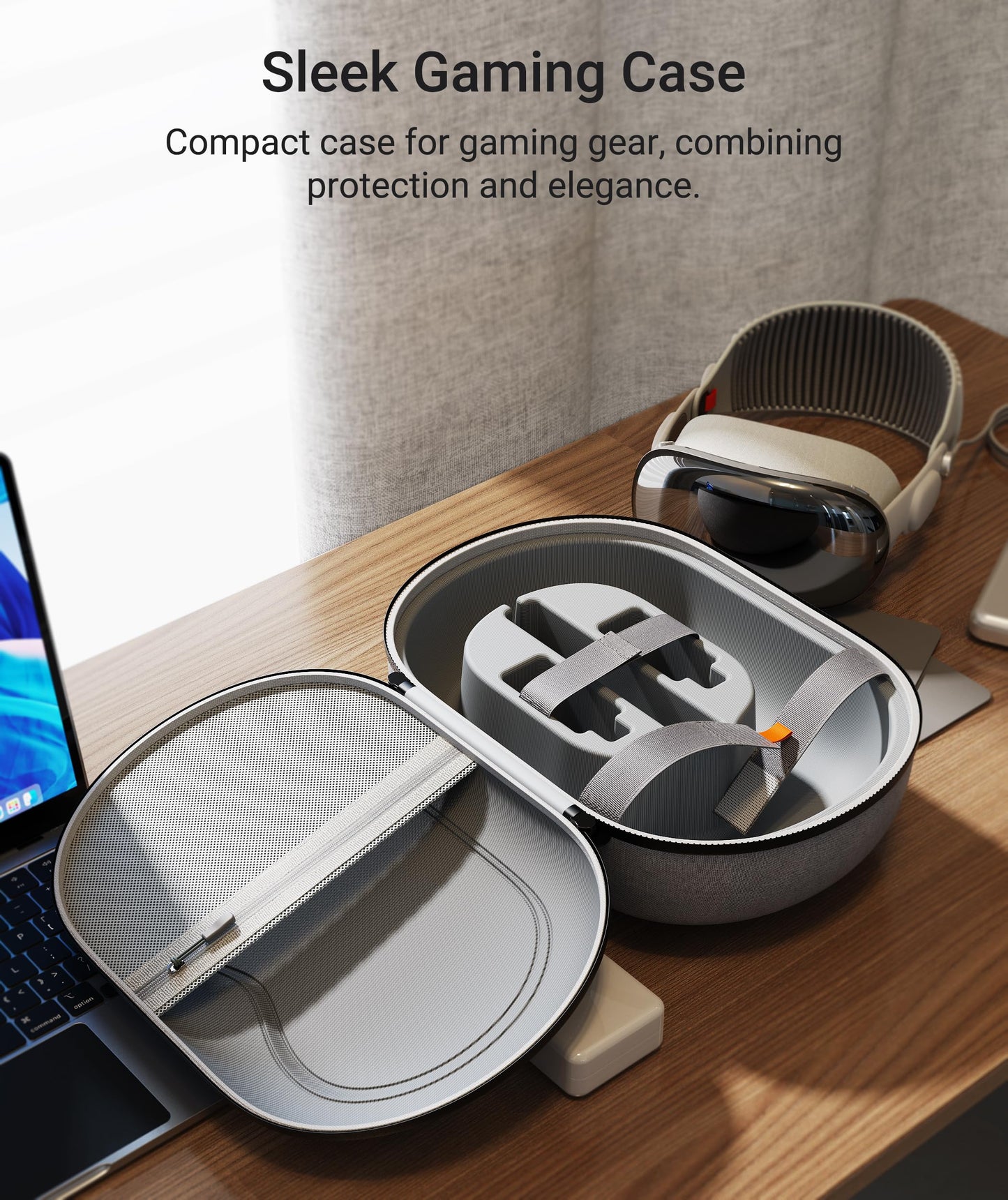 Syntech Hard Carrying Case for Apple Vision Pro and Accessories, VR Gaming Headset Case with Lens Cover, Multi-Layer Protection Shell, Suitable for Travel and Home Storage, Gray