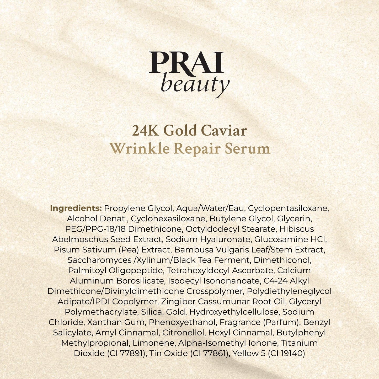 PRAI Beauty 24K Gold Caviar Wrinkle Repair Serum for Face | Anti-Aging Serum with Hyaluronic Acid to Plump and Fill In Wrinkles | Anti-Wrinkle Serum with Vitamin C for Brighter, Firmer Skin | 1.7 Oz