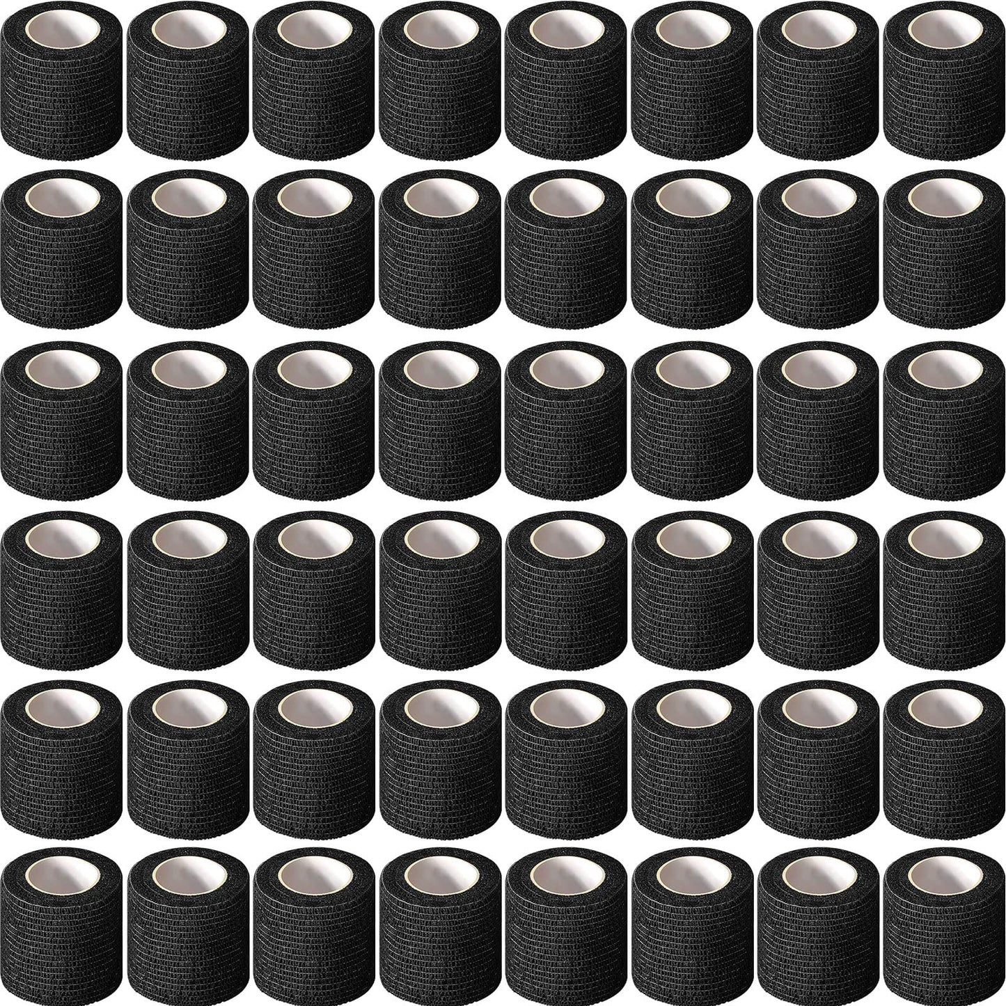 Treela 96 Pack Self Adhesive Bandage Wrap 2 Inch x 5 Yard Self Adherent Cohesive Bandages Elastic Athletic Sports Tape Breathable Wound Tape for Stretch Athletic Wrist Ankle(Black)