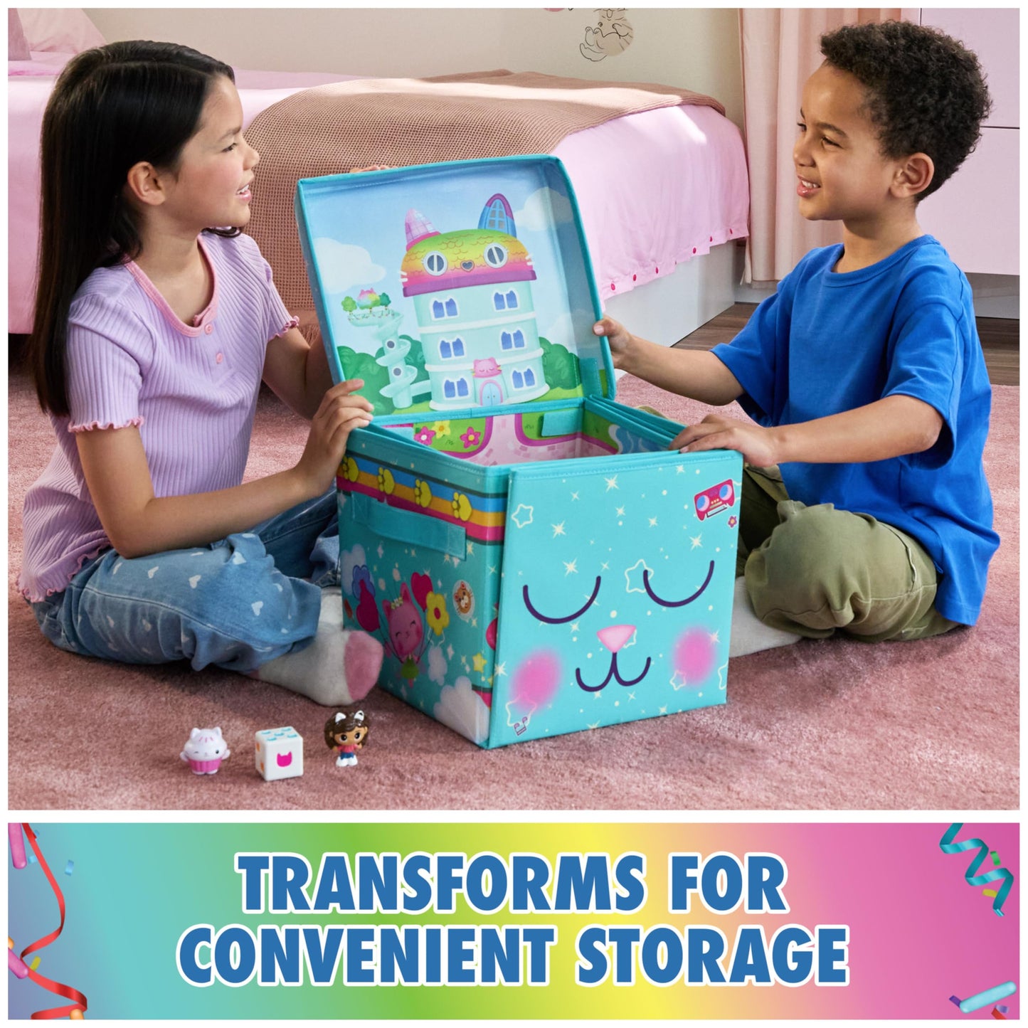 DreamWorks GABBY'S DOLLHOUSE, Gabby Cat Playmat, with 2 Figures, Dollhouse Accessories & Board Game with Dice, Kids Toys for Girls & Boys Ages 3 and Up