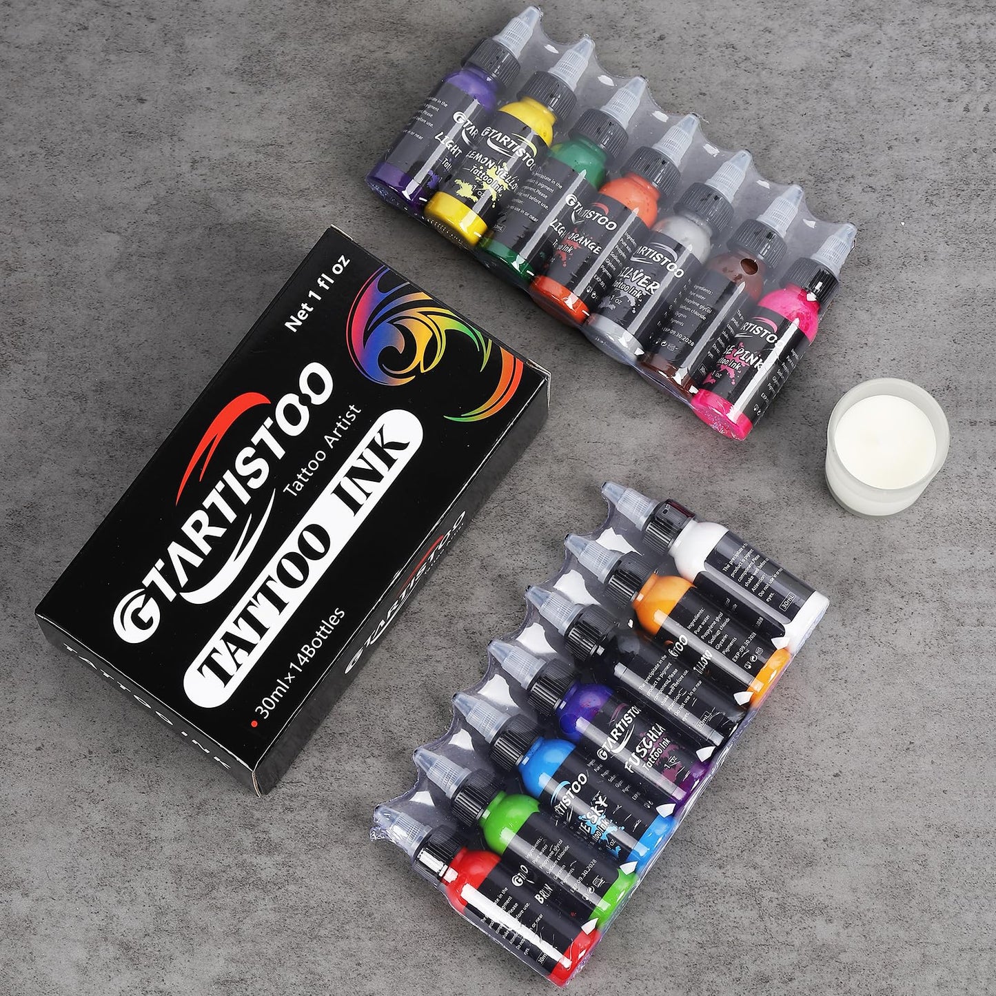GTARTISTOO Ink Professional 14 Colors 1oz (14 Colors 30ml) Vegan-Friendly Pigment Ink Supplies Ink