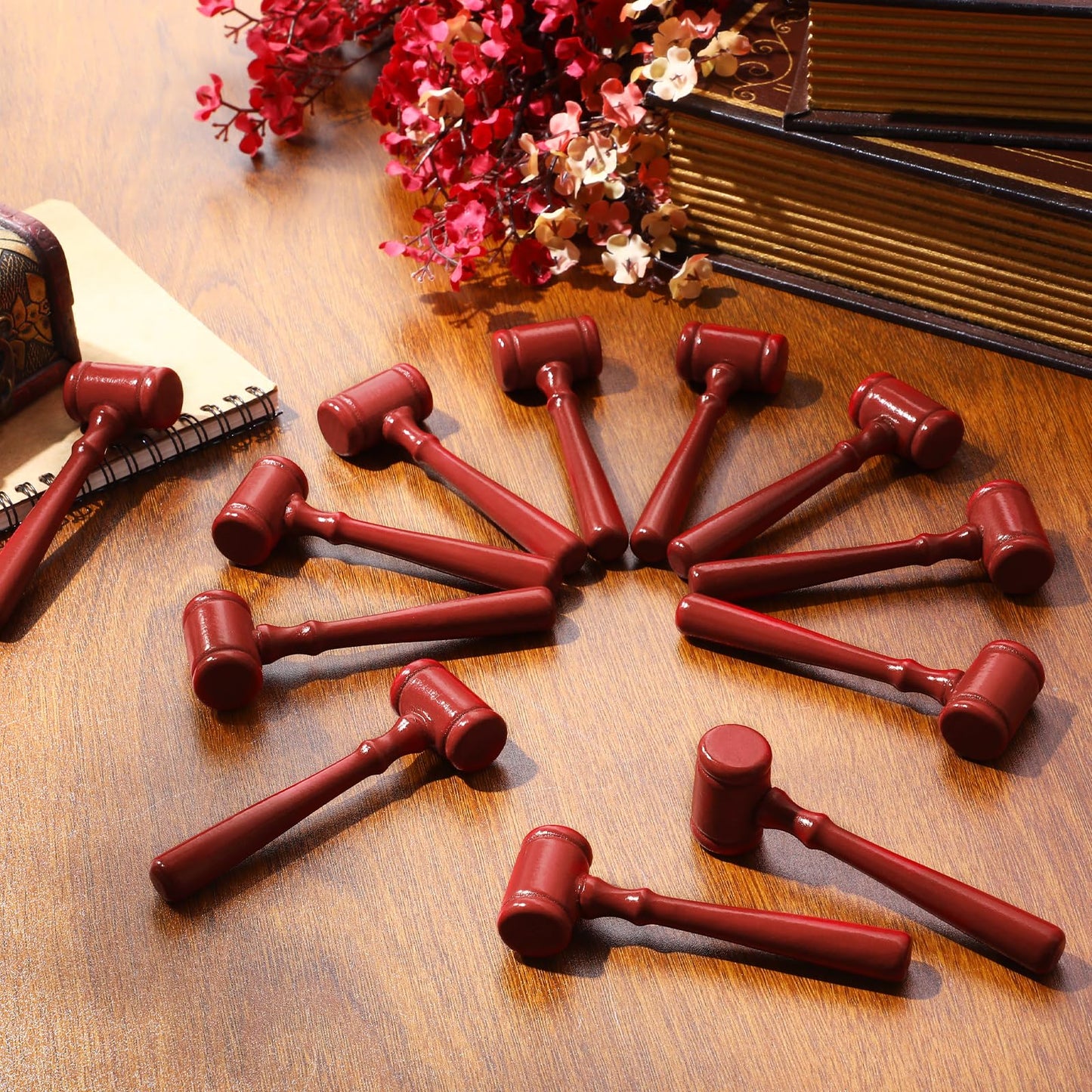 Chivertion 96 Pcs Mini/Large Wooden Judge Gavel Prop for Kids Student Adult Durable Toy Gavels Hammer Mallet Justice Law School Gift for Moot Courtroom Auction Sale Mock Trial(4.33''x1.38''x0.79'')
