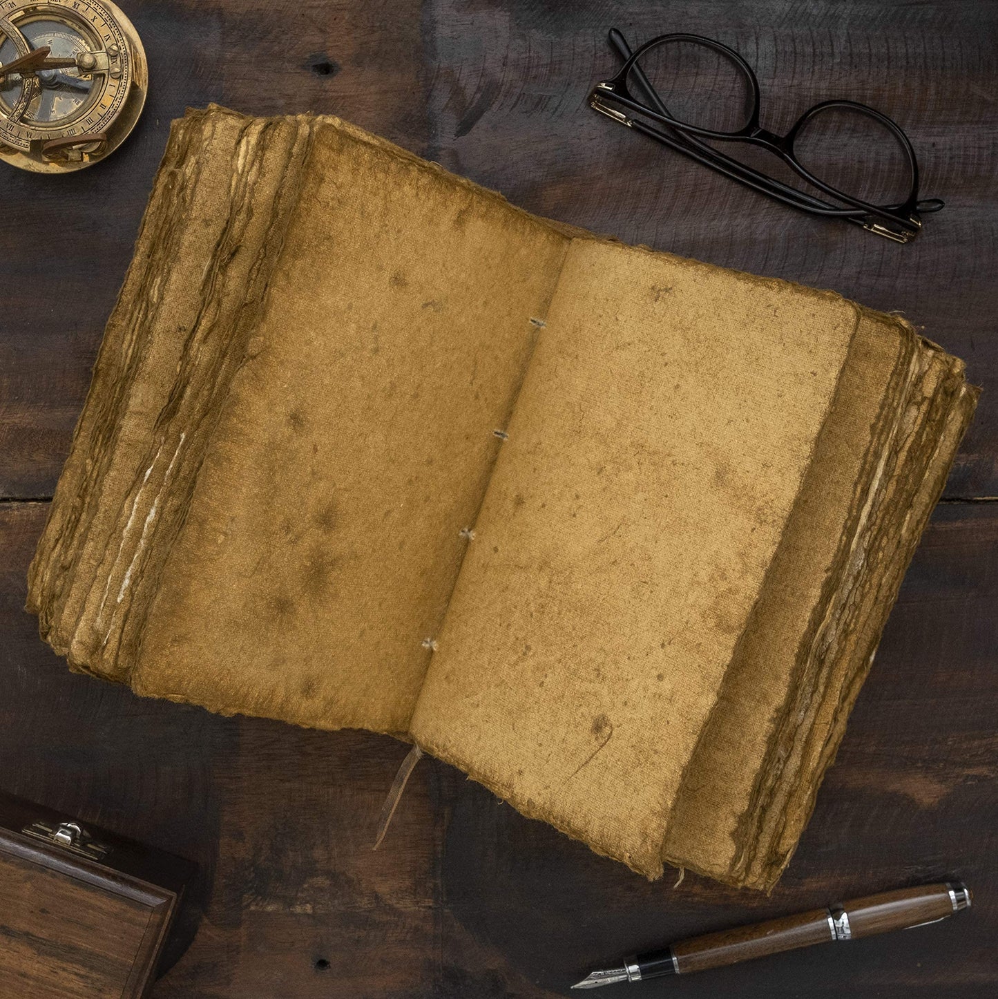 NomadCraftsCo. Leather Journal - Vintage Leather Journal with Bookmark, Book of Shadows Journal, Grimoire Journal, Witch Journal, Vintage Journal for Men and Women, 200 GSM Antique Deckle Edge Paper