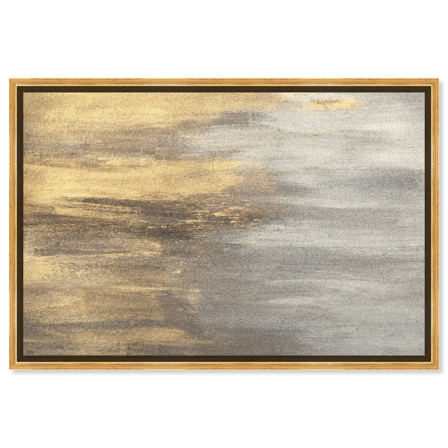 The Oliver Gal Artist Co. Abstract Framed Wall Art Canvas Prints 'Into The Night' Paint Home Décor, 15" x 10", Gold Floater