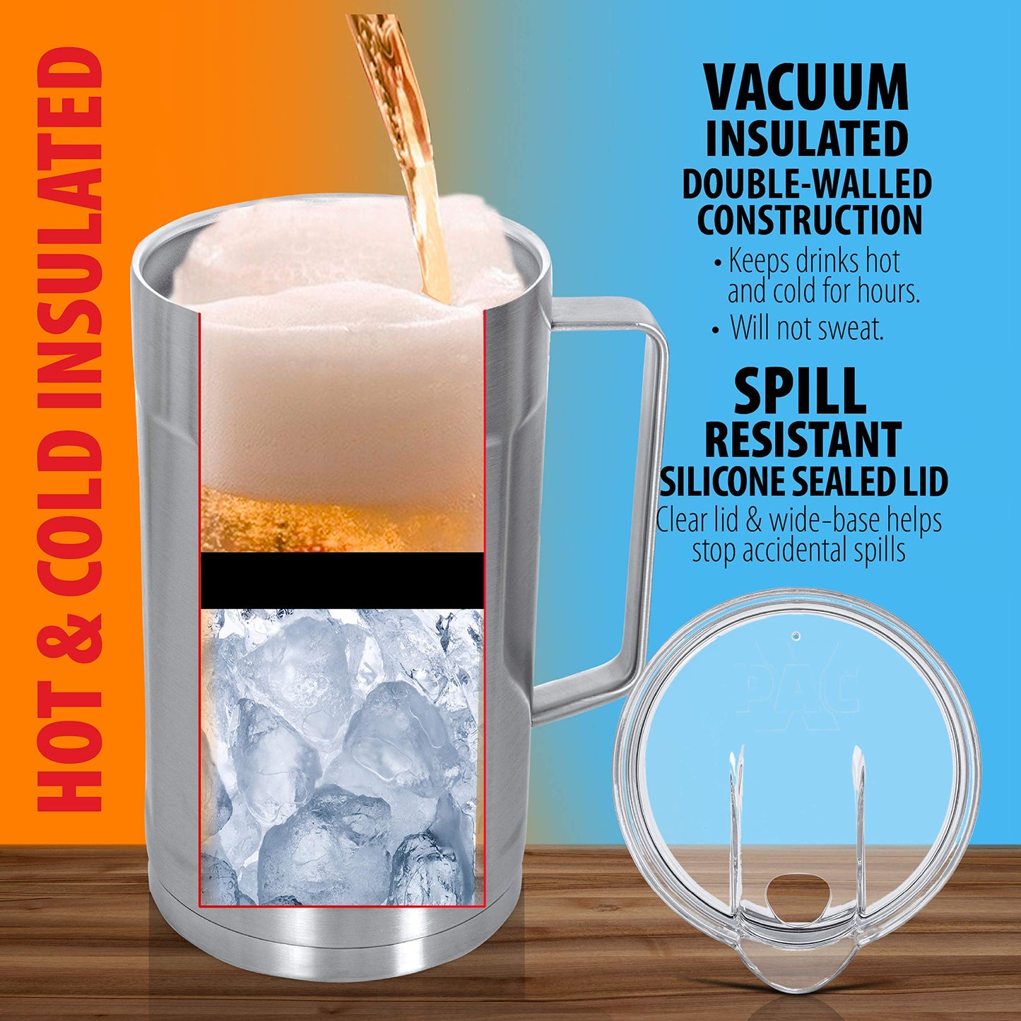 XPAC 84-Ounce (2.5L) Sweat-Free Beverage/Water Pitcher with Lid, Stainless Steel, Vacuum Insulated, Keeps Drinks Cold For Hours