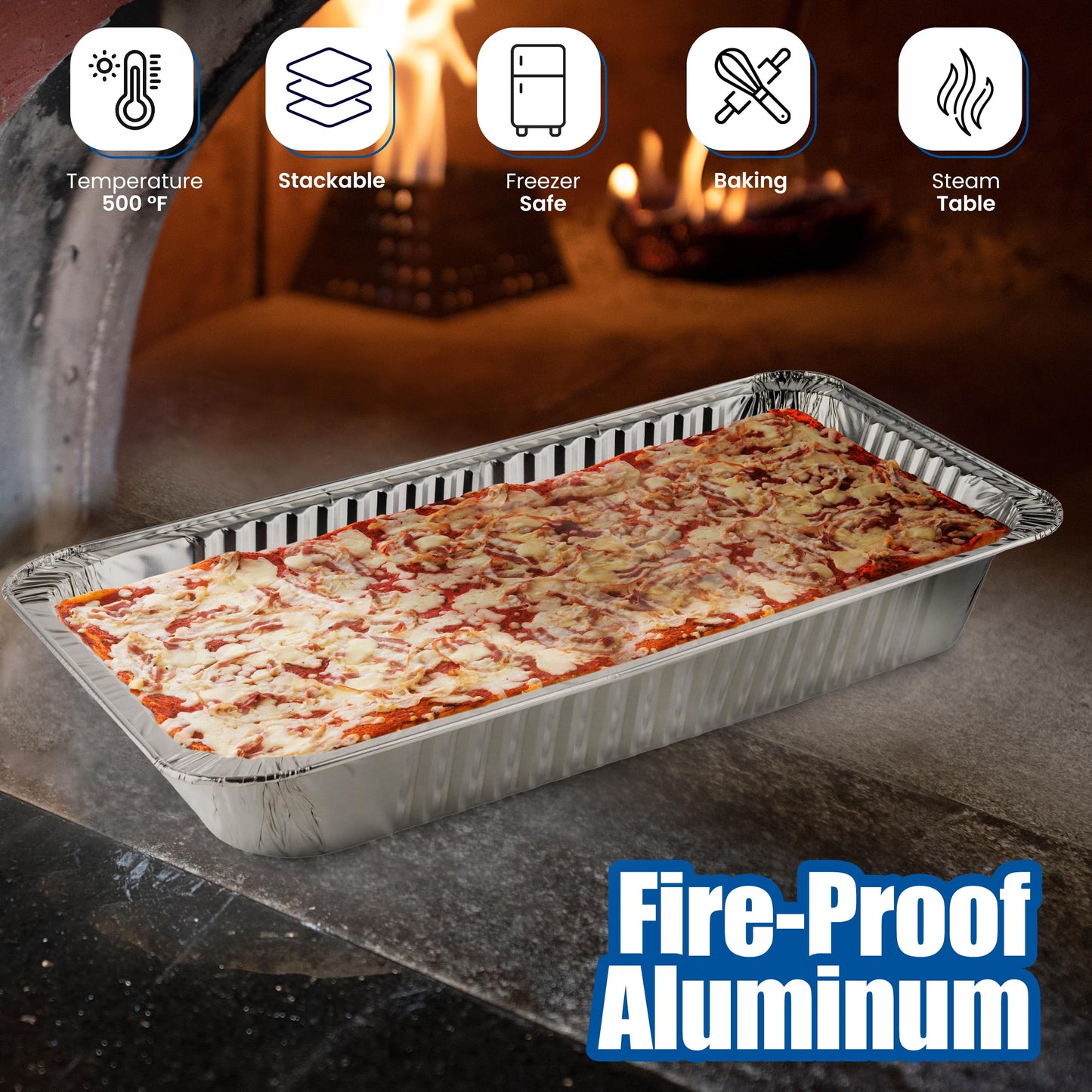 EHOMEA2Z Large Aluminum Pans Full Size Deep Foil Disposable Durable Large Steam Table Pans for Baking Serving, Chafing Trays for Caterers, Bakeware 21 x 13 x 3 (15)