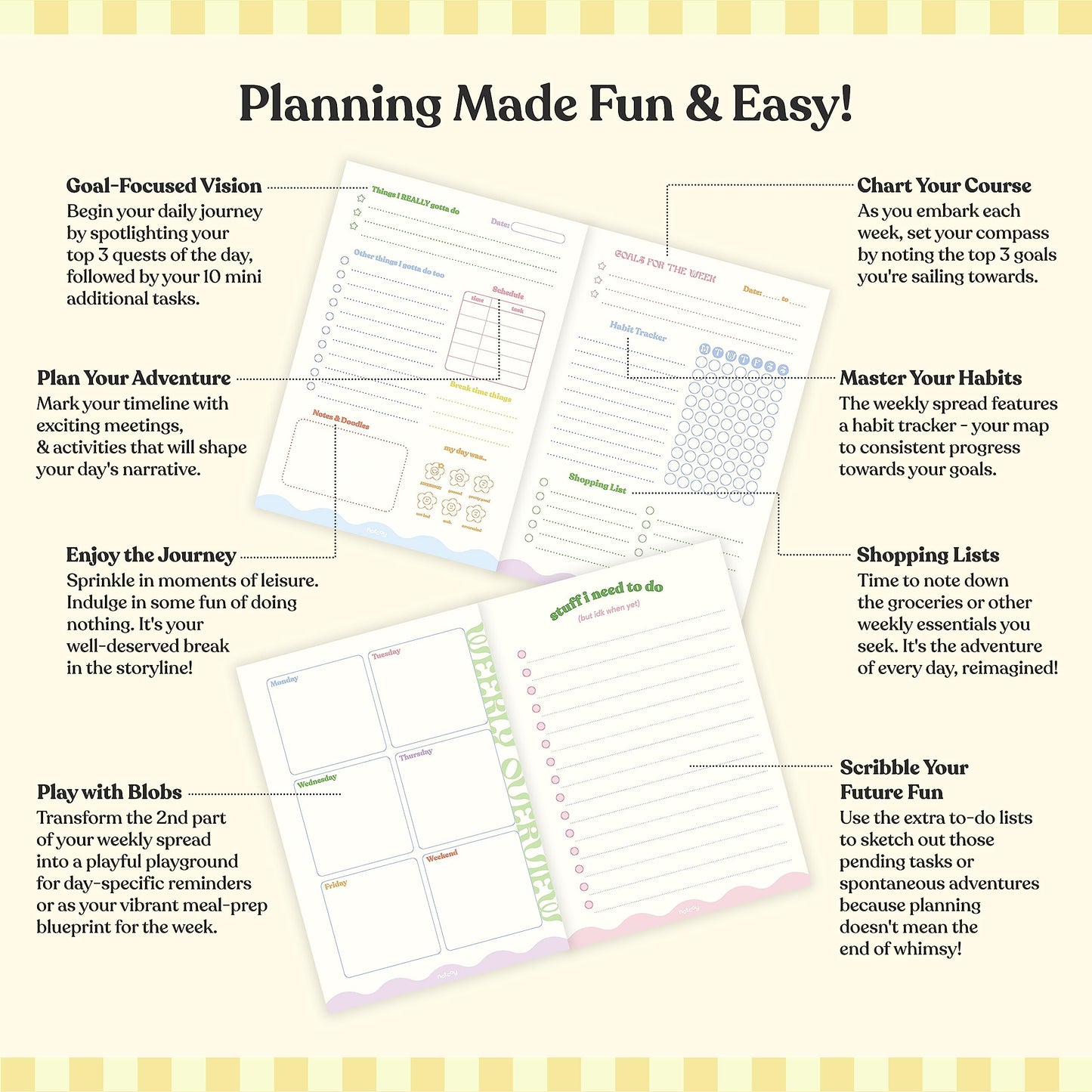 Daily Planner Organizer Notebook - To Do List 6-Month Undated Daily Planner with 180 Daily & 26 Weekly Pages - Aesthetic Checklist Notebook Planner for Passion, Goal & Work - Notcoy Busy AF