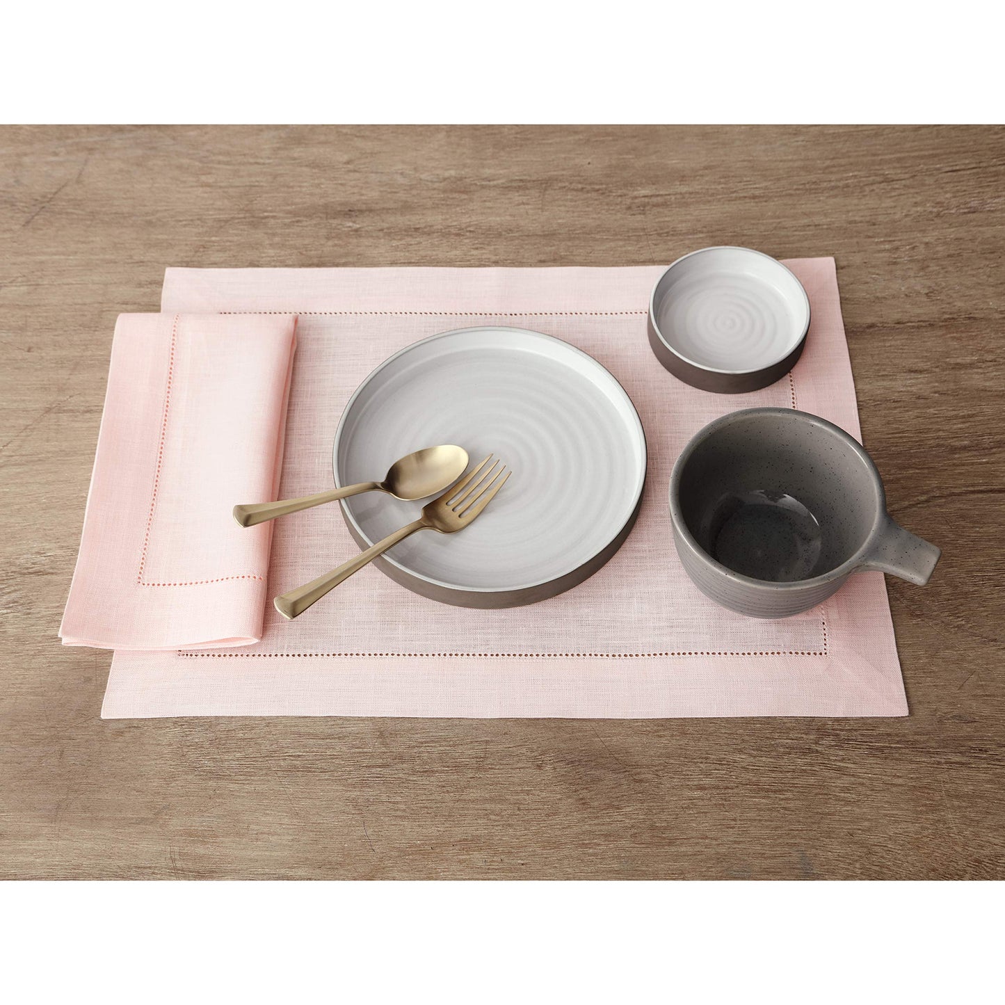 Solino Home Pink Linen Napkins Set of 4-100% Pure Linen Hemstitch Dinner Napkins 20 x 20 Inch for Valentines, Spring, Easter - Classic Hemstitch