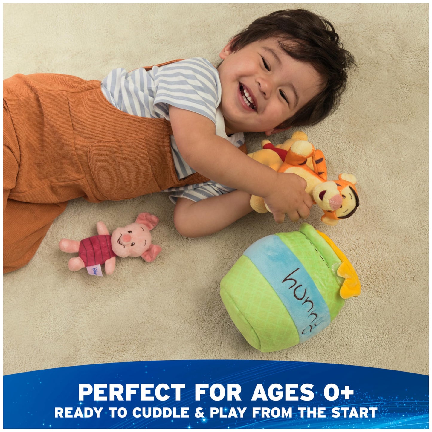 GUND Disney Official Winnie The Pooh Plush Playset with Pooh, Tigger, and Piglet, Sensory Toy Stuffed Animals for Ages 0 and Up, Green, 8”