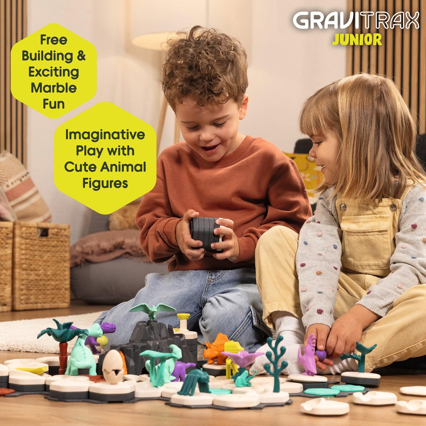 Ravensburger GraviTrax Junior Starter‑Set - Dino - 59‑Piece Marble Run Building Set - Preschool STEM Construction Toy - Interactive Learning for Kids Ages 3+