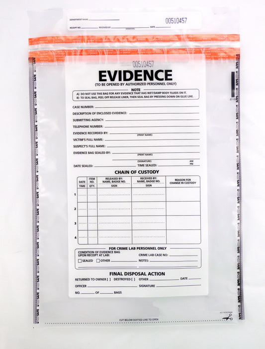 Crime Scene Large Plastic Evidence Bag - 12 x 16 inches, Pack of 100