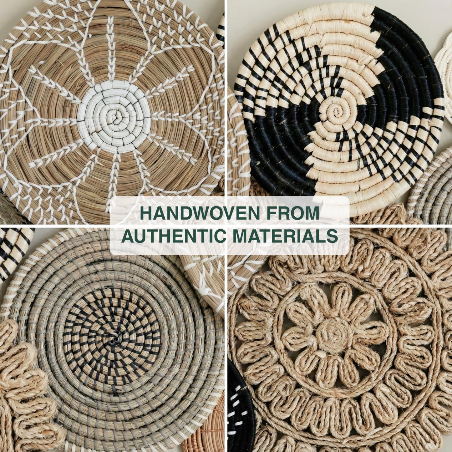 Chicvillage Boho Wall Basket Decor, Set13-Piece Natural Seagrass Woven Baskets for Gallery Wall, Rustic Bohemian Home Decor, Lightweight Hanging Baskets for Living Room Bedroom Entryway