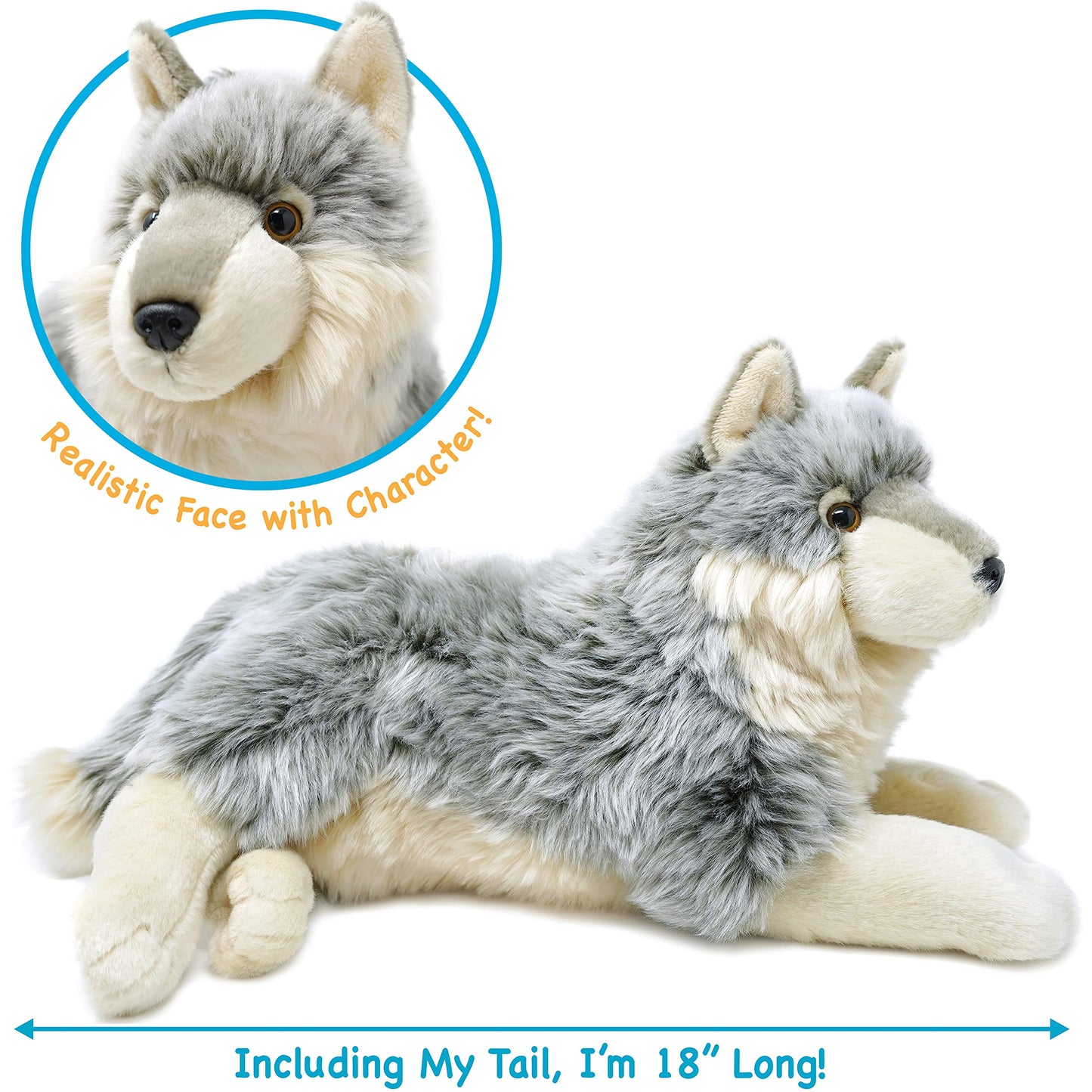 VIAHART Whitaker The Wolf - 14 Inch Stuffed Animal Plush Dog - by TigerHart Toys