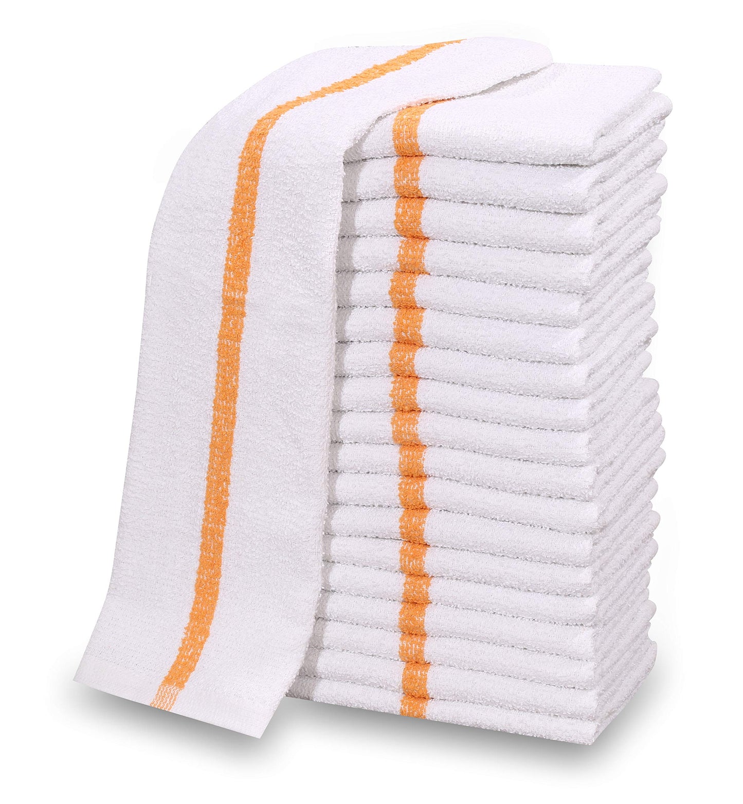 60 PC New Cotton Blend White Restaurant Bar Mops Kitchen Towels (5 Dozen) (60, Gold Stripe)