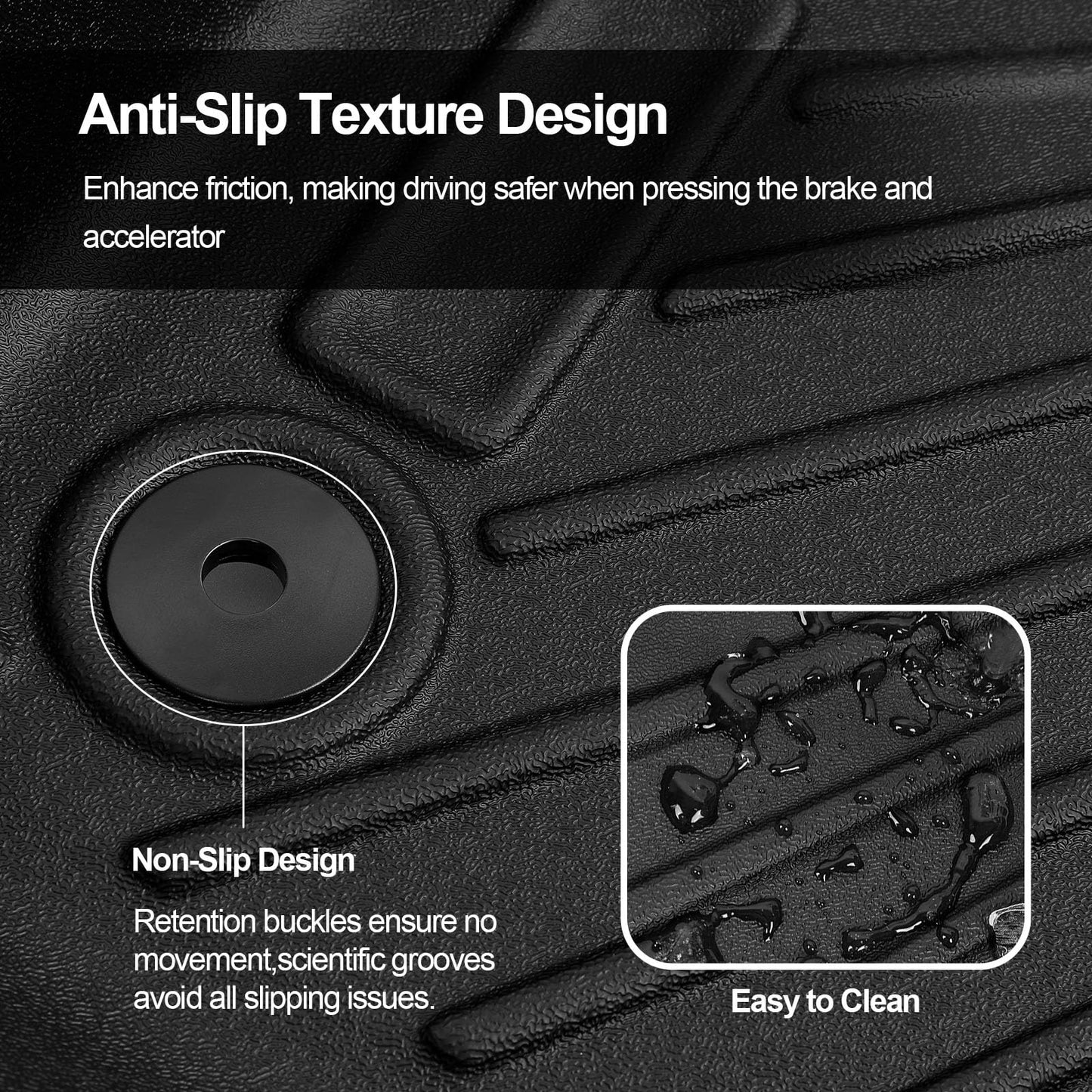 otoez Floor Mats for Ford Maverick Hybrid 2022-2024 2025 (Hybrid Models Only), All Weather Heavy Duty Custom Fit TPE Floor Liners, 1st & 2nd Row Maverick Car Mats Accessories (3PCS)