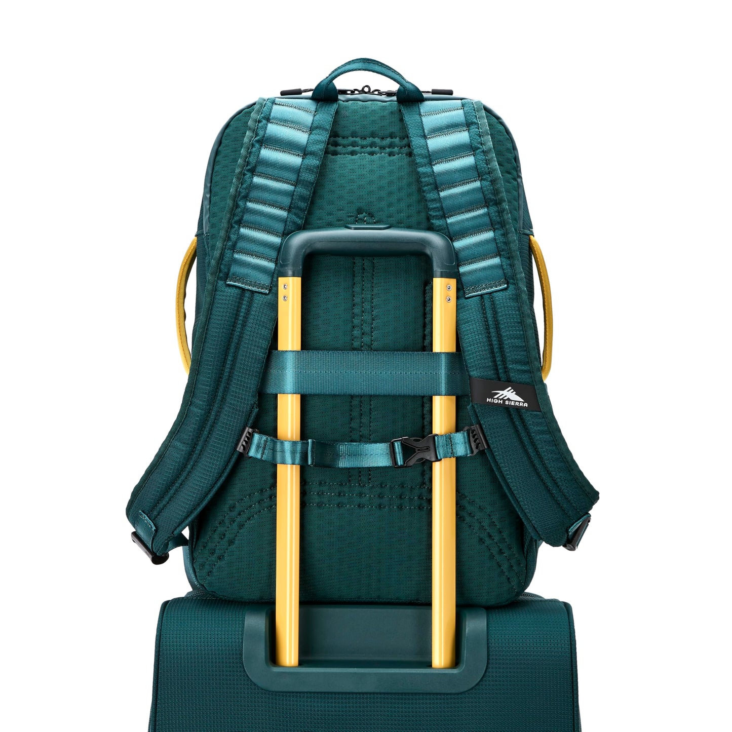 High Sierra Hi-Life 3-in-1 Convertible Backpack - Features Removable Daypack, Stack-It Strap, Adjustable Sternum Strap, Fleeced Pocket For Scratch Protection, Dual Water Bottle Pockets - Green/Yellow
