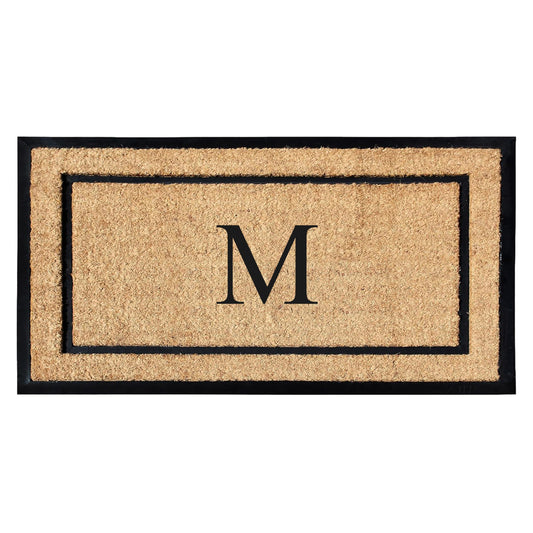 A1HC Natural Coir & Rubber Large Monogrammed Doormat, Thick Durable Entry Mats for Entrance Heavy Duty, Thin Profile, Long Lasting Front Door Mat - 24"x48"