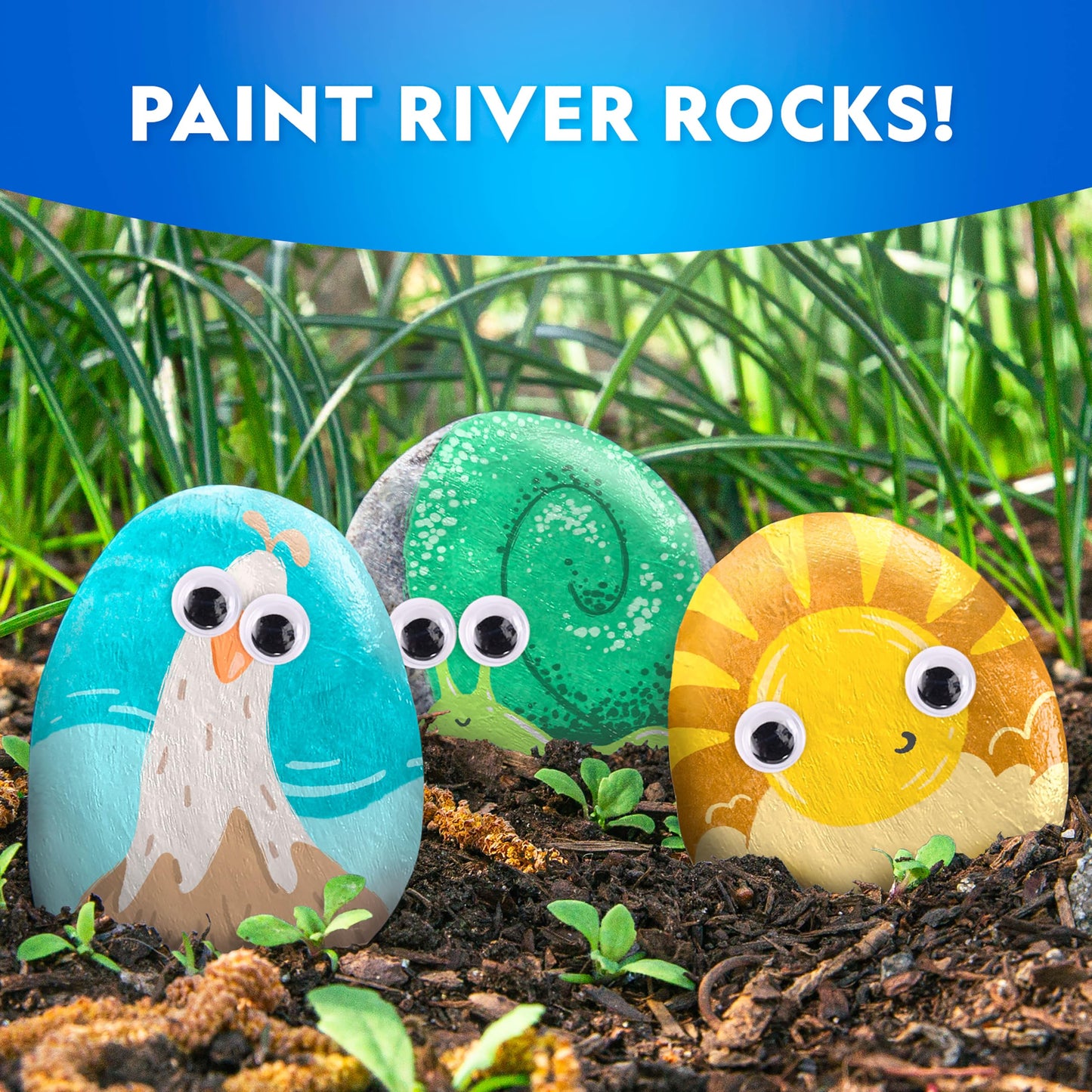 Blue Marble National Geographic Mega Arts & Crafts Activity Kit – 3 Craft Kits in 1 to Build, Paint, Weave & Create, River Rock Painting Kit, Weaving Loom for Kids & DIY Birdhouse Craft