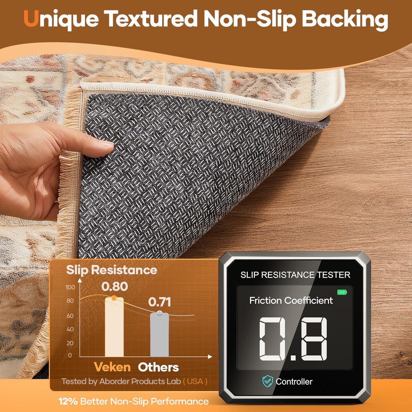 Veken Non Slip Cushioned Rug Pad Gripper 5 x 7 Ft, Felt and Silicone Backing, 1/4 inch Thick Carpet Liner for Hardwood Floors and Finishes, Under Area Rugs Anti Skid Mat, Keep Rugs Safe and in Place