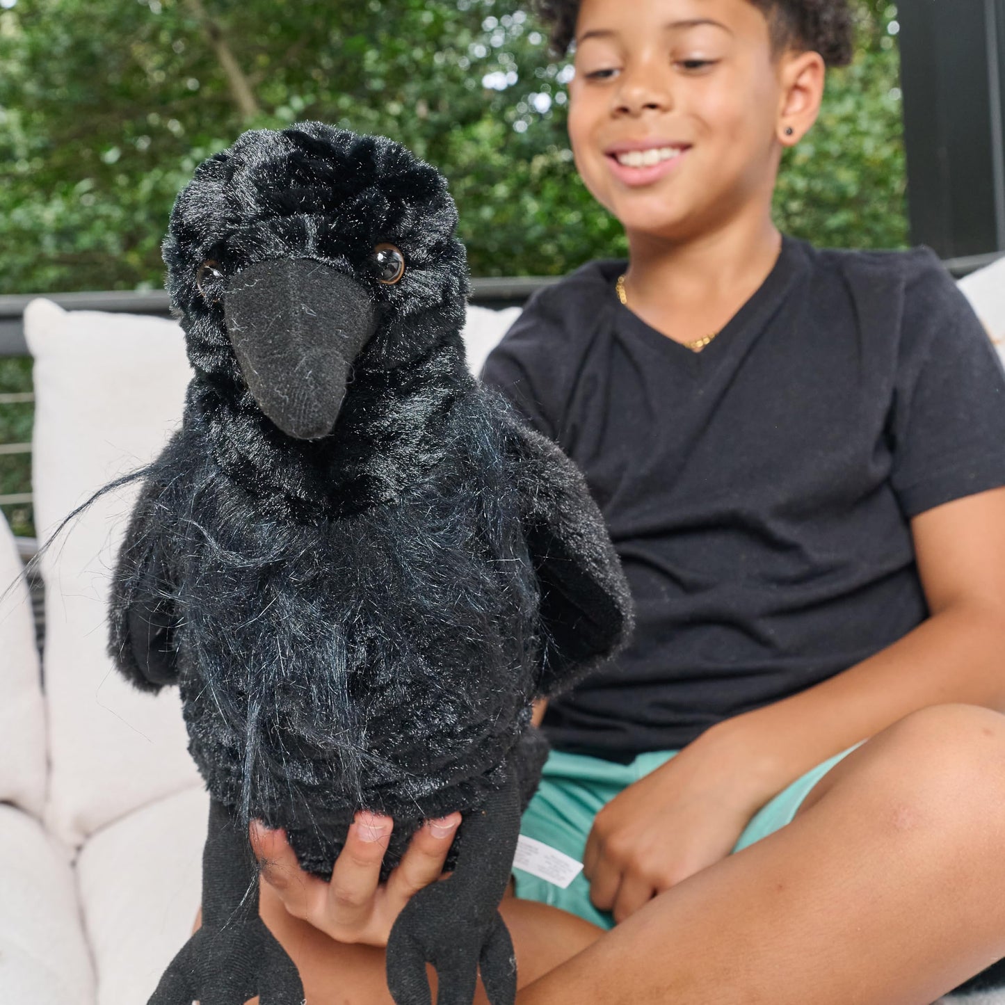 The Petting Zoo Raven Stuffed Animal Plushie, Gifts for Kids, Wild Onez Wildlife Animals, Black Raven Plush Toy 12 Inches
