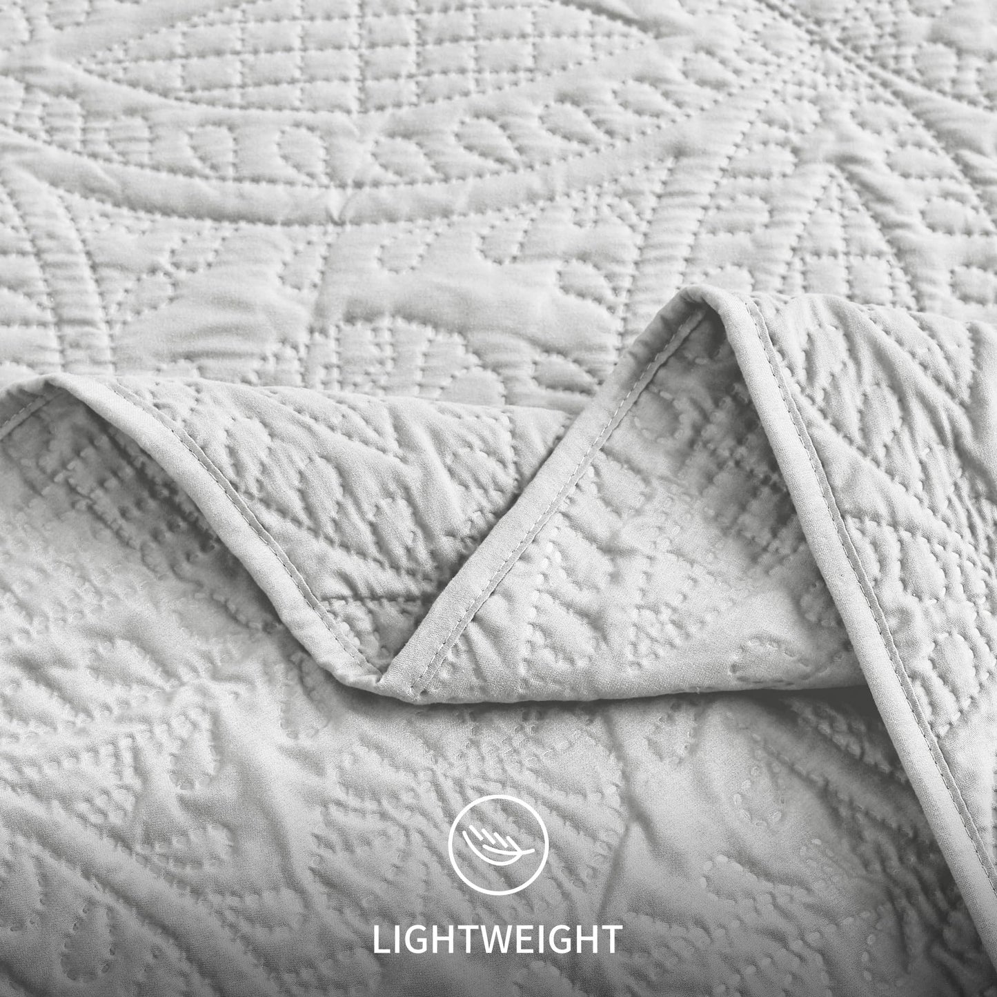 Love's cabin Quilts for Queen Bed Light Grey Bedspreads Bedding Set - Summer Lightweight Bedspread Comforter - Coin Pattern Bedding Coverlet for All Season - 3 Pieces (1 Quilt, 2 Pillow Shams)