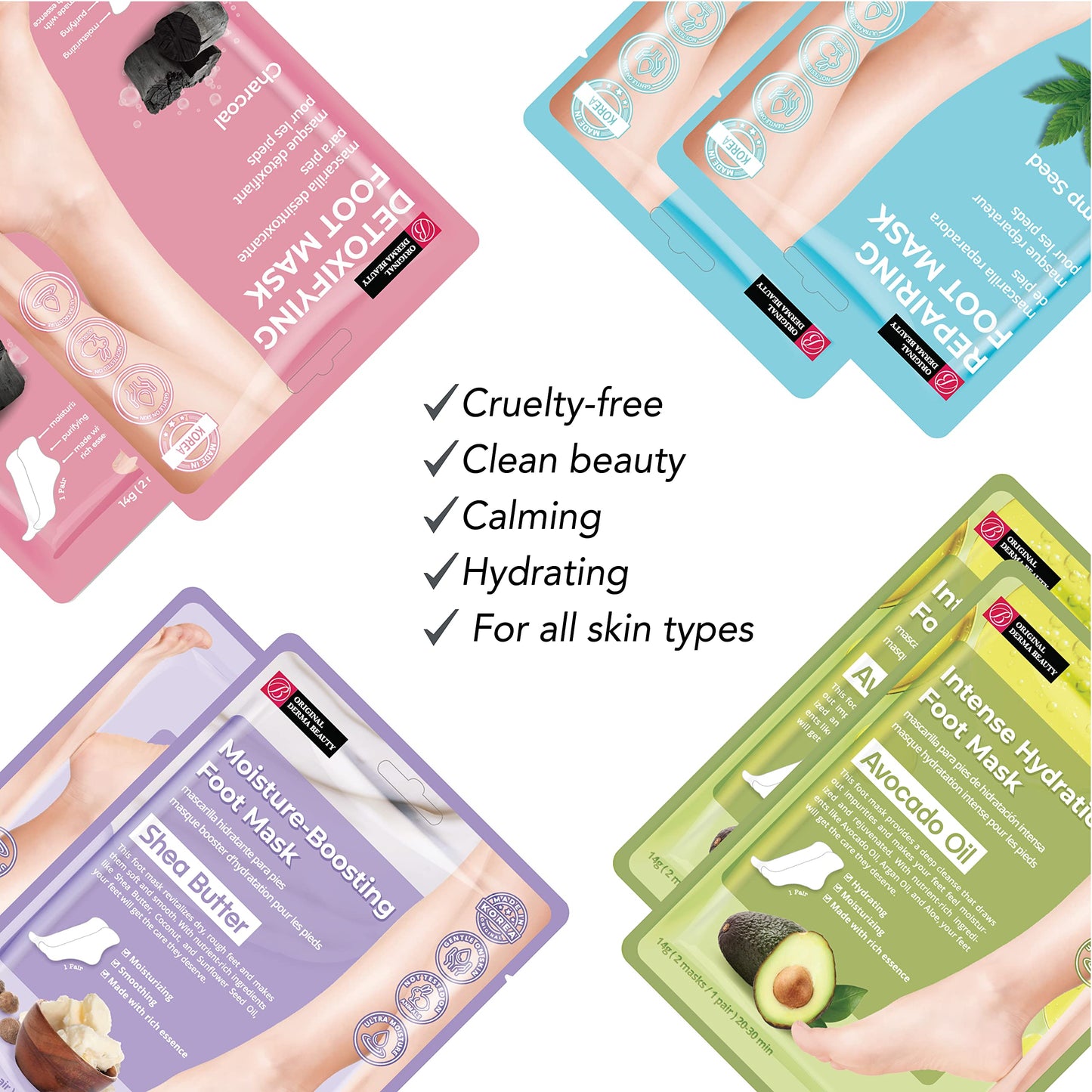 Innerest Original Derma Beauty Foot Mask 24 Pairs Shea Butter + Avocado Moisturizing After Exfoliator Callus Remover Foot Masks, Pedicure Supplies