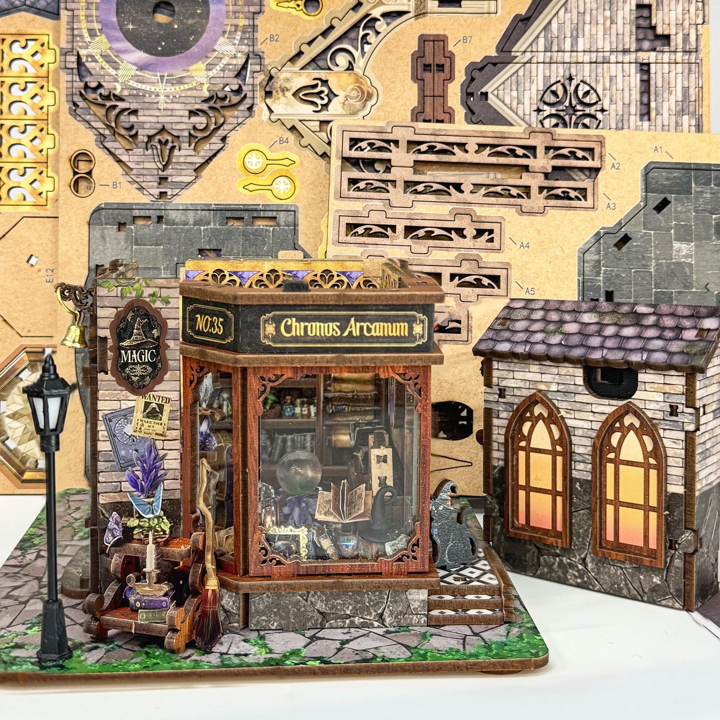 DIY Miniature House Kit, Book Nook Mini House Bookshelf Decor 3D Wooden Puzzle for Adults, Birthday Gift for Family, Friends - Time Magic Club